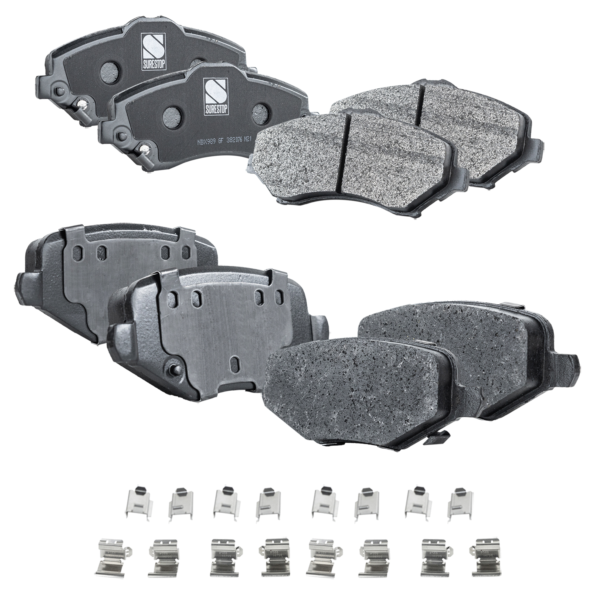 AM GRAND CARAVAN TOWN COUNTRY 13-16 FRONT AND REAR BRAKE PAD SET 4 Wheel Set 305 mm Rear Disc SKU SET STPSSCP1273-4 B OEM 68003701AA 68029264AA 68093323