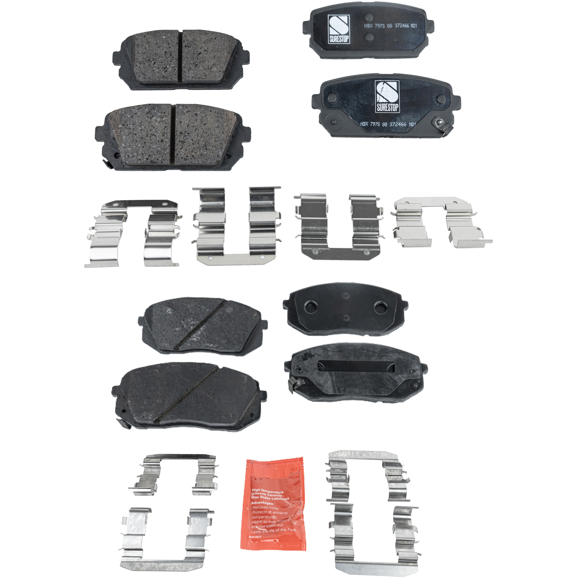 AM RONDO 07-10 FRONT AND REAR BRAKE PAD SET 4 Wheel Set SKU SET STPSSCP1295-4 C OEM 581011DA00-581012SA50-581012SA