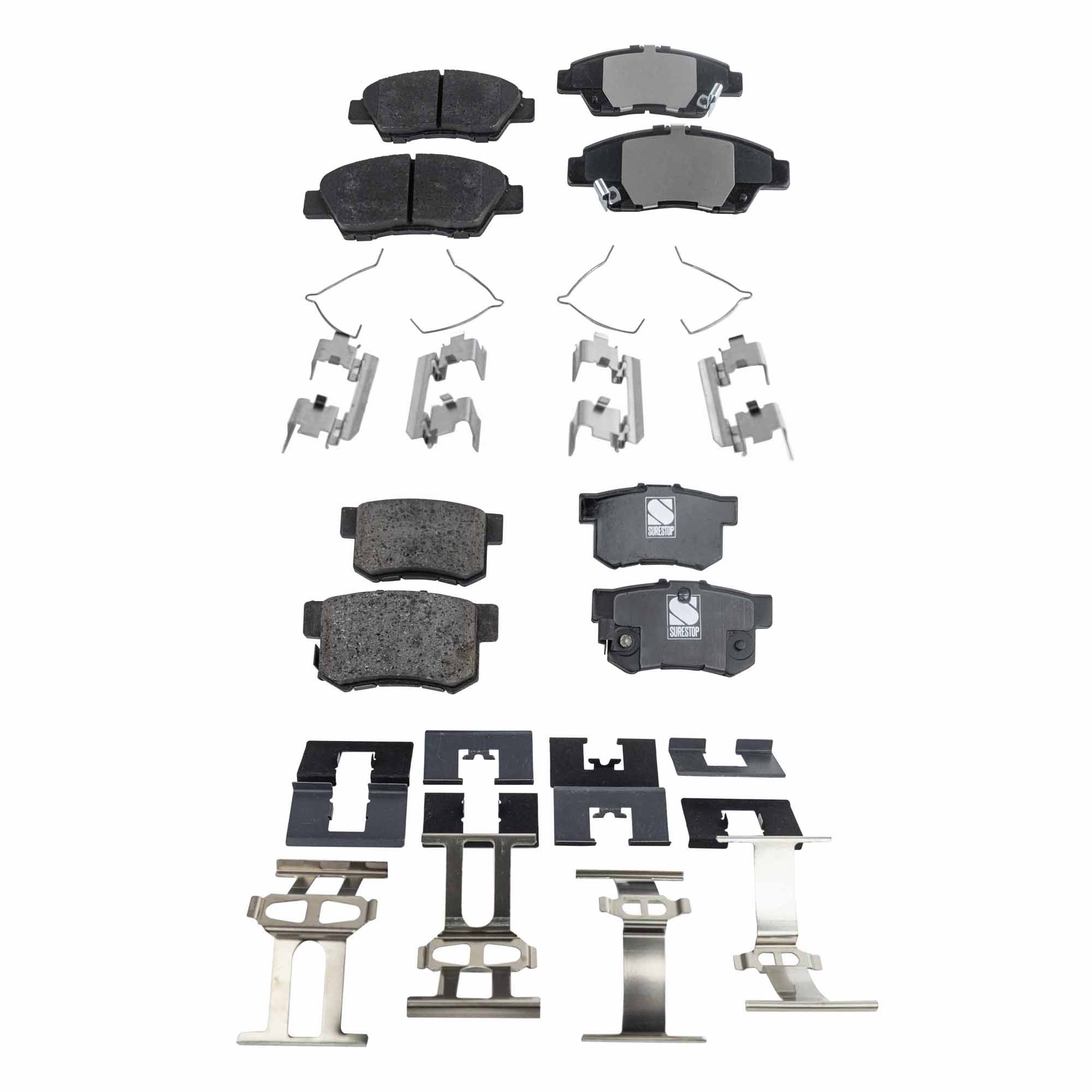 AM CR Z 15-15 FRONT AND REAR BRAKE PAD SET 4 Wheel Set SKU SET STPSSCP1394-4 OEM 45022T5RA01-45022T5RA50-45022T