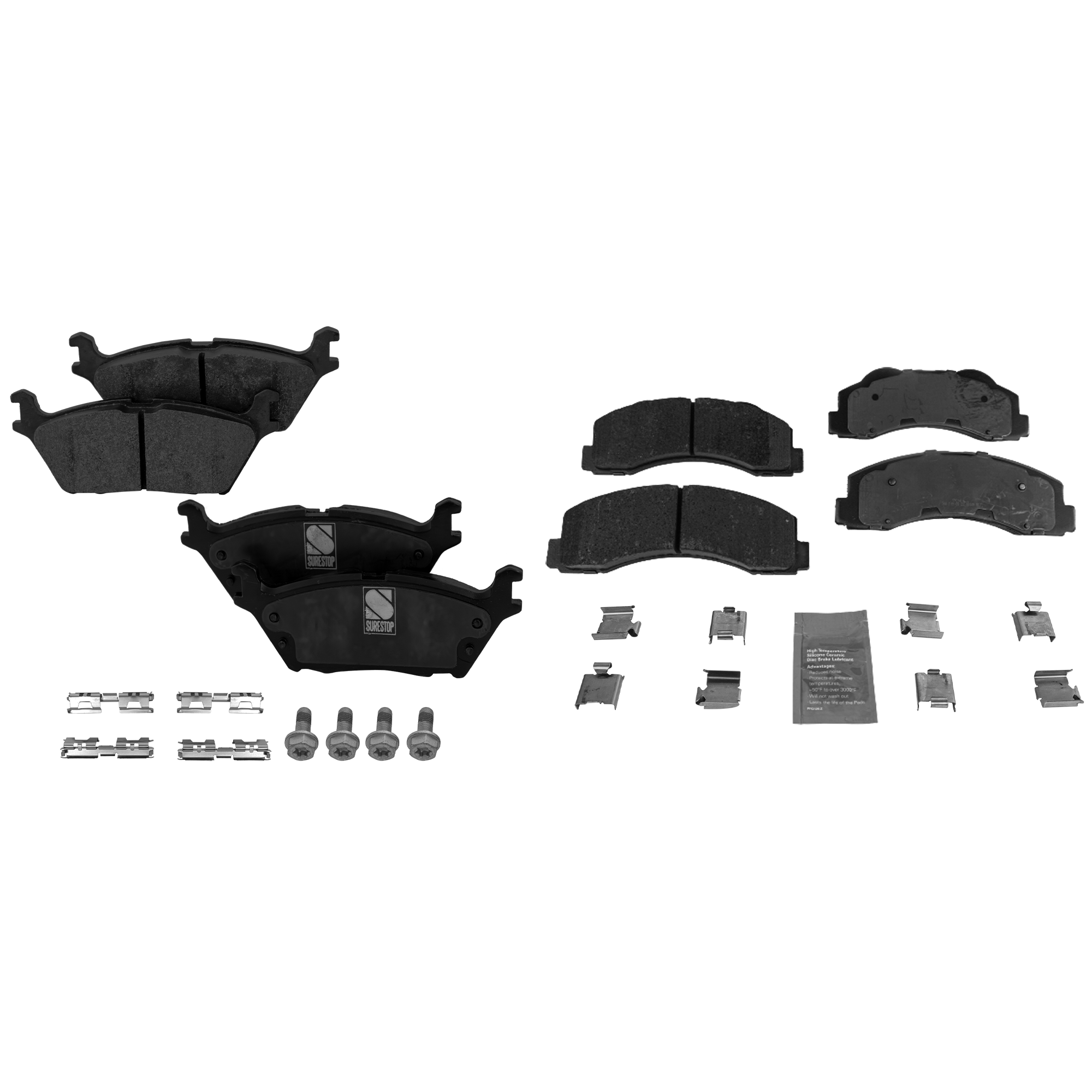 AM F 150-15-17 FRONT AND REAR BRAKE PAD SET 4 Wheel Set SKU SET STPSSCP1414-4 B OEM 8L3Z2V001B AL3Z2001A AL3Z2001B