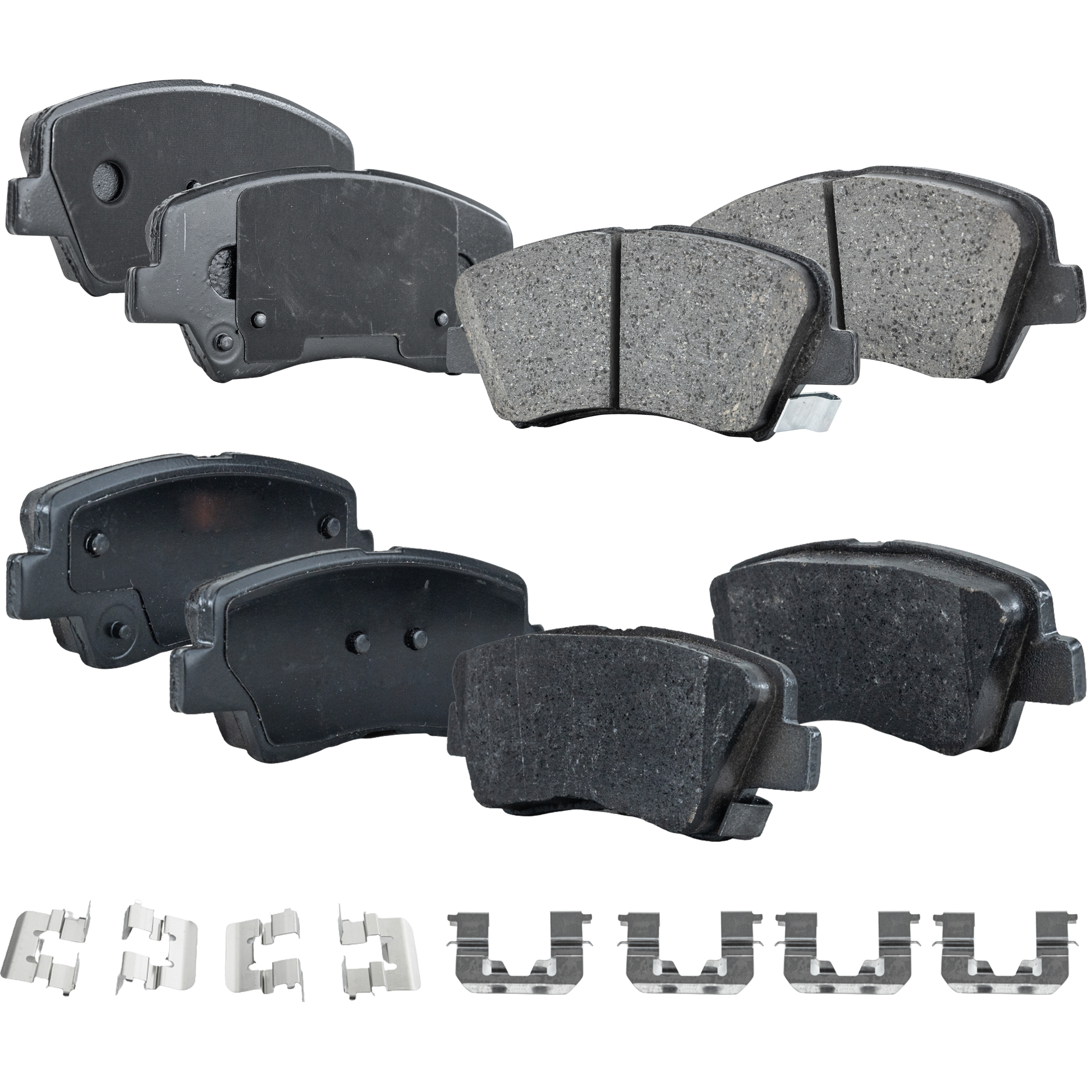 AM ELANTRA GT 13-17 FORTE 14-18 FRONT AND REAR BRAKE PAD SET 4 Wheel Set SKU SET STPSSCP1543-4 A OEM 581012KA20-581012VA50-581012VA
