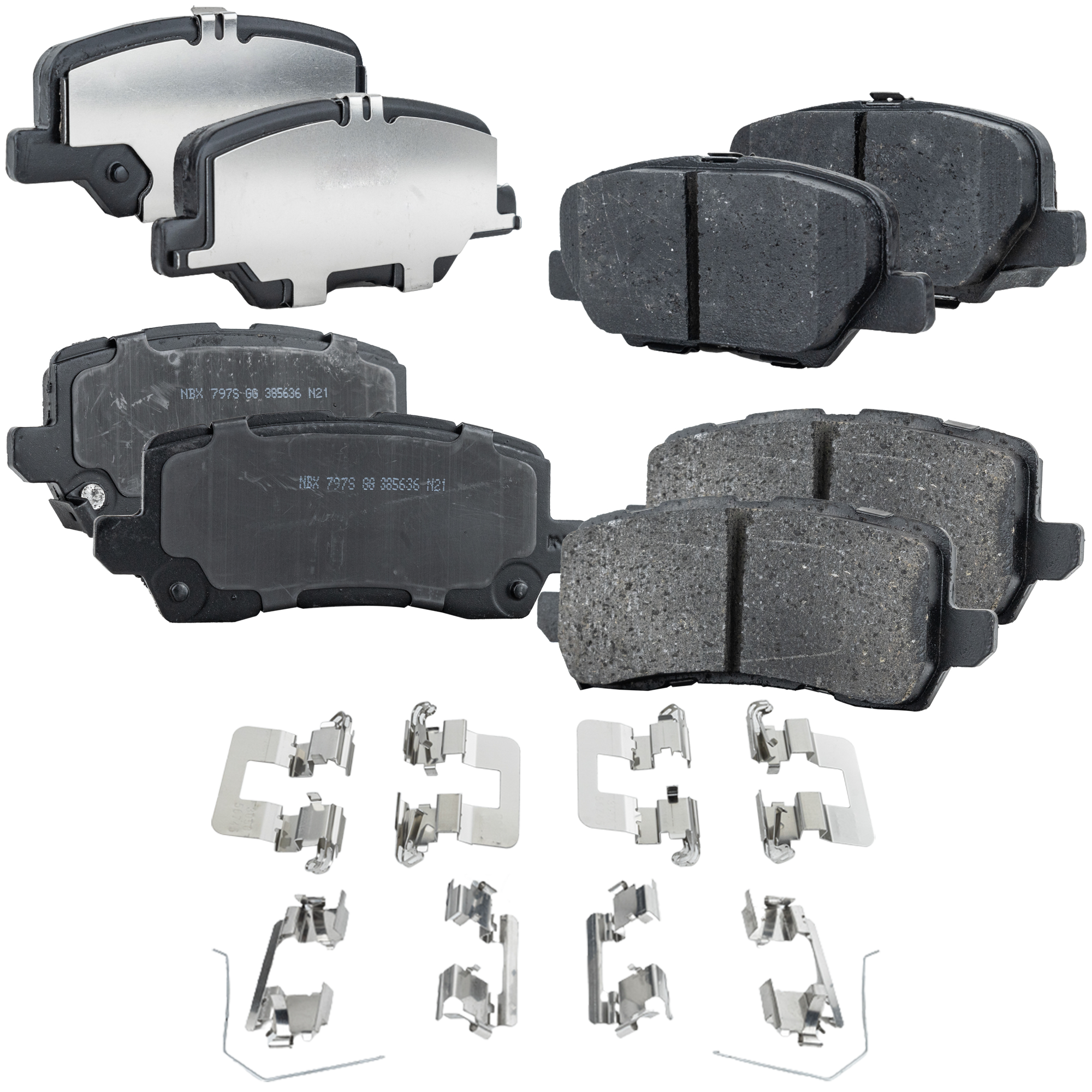 AM RLX 14-20 FRONT AND REAR BRAKE PAD SET 4 Wheel Set SKU SET STPSSCP1697-4 C OEM 45022T3RA01-45022T3RA50-45022T