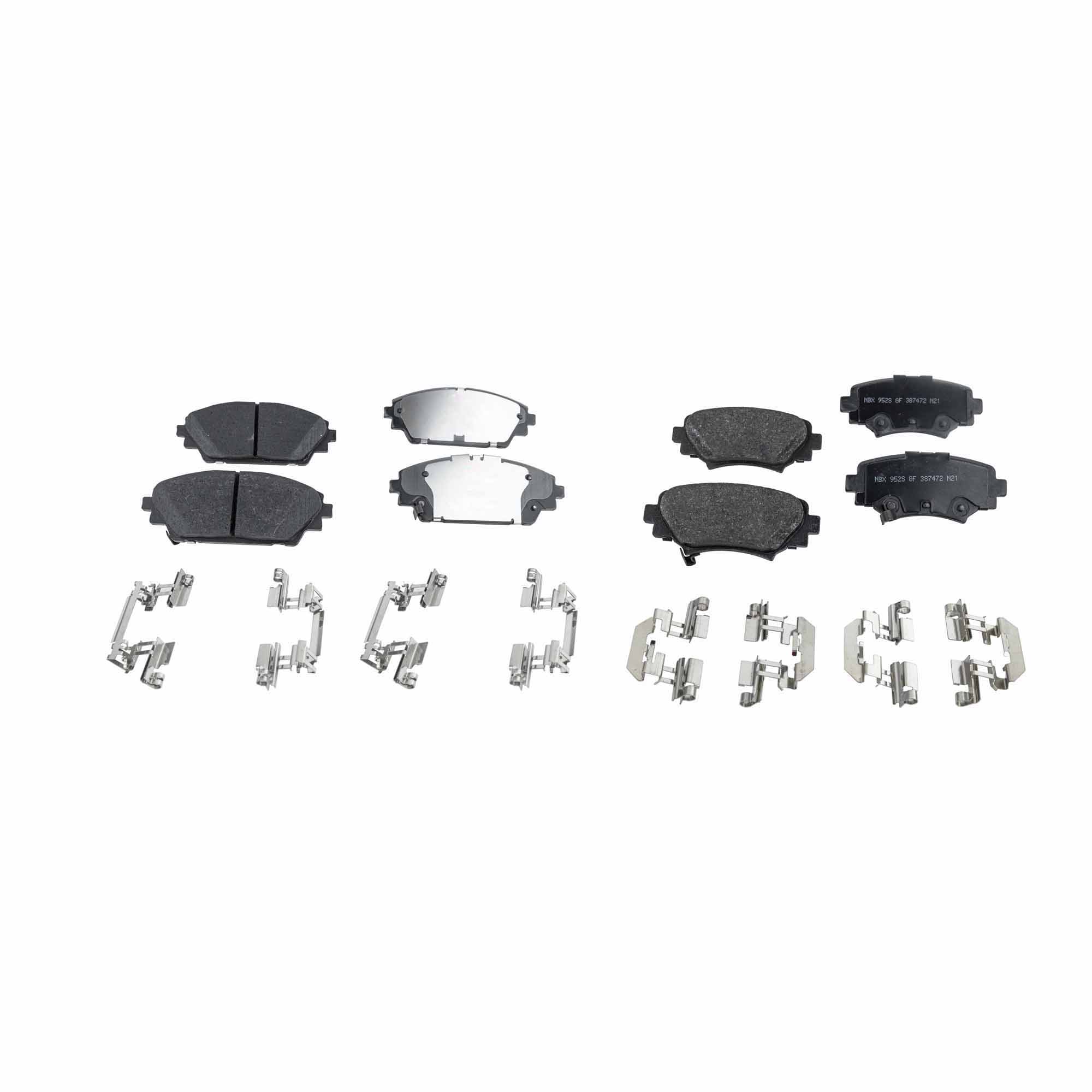 AM MAZDA 3-14-16 FRONT AND REAR BRAKE PAD SET 4 Wheel Set SKU SET STPSSCP1728-4 A OEM B4Y03328ZA B4Y03328ZB B6YS3328