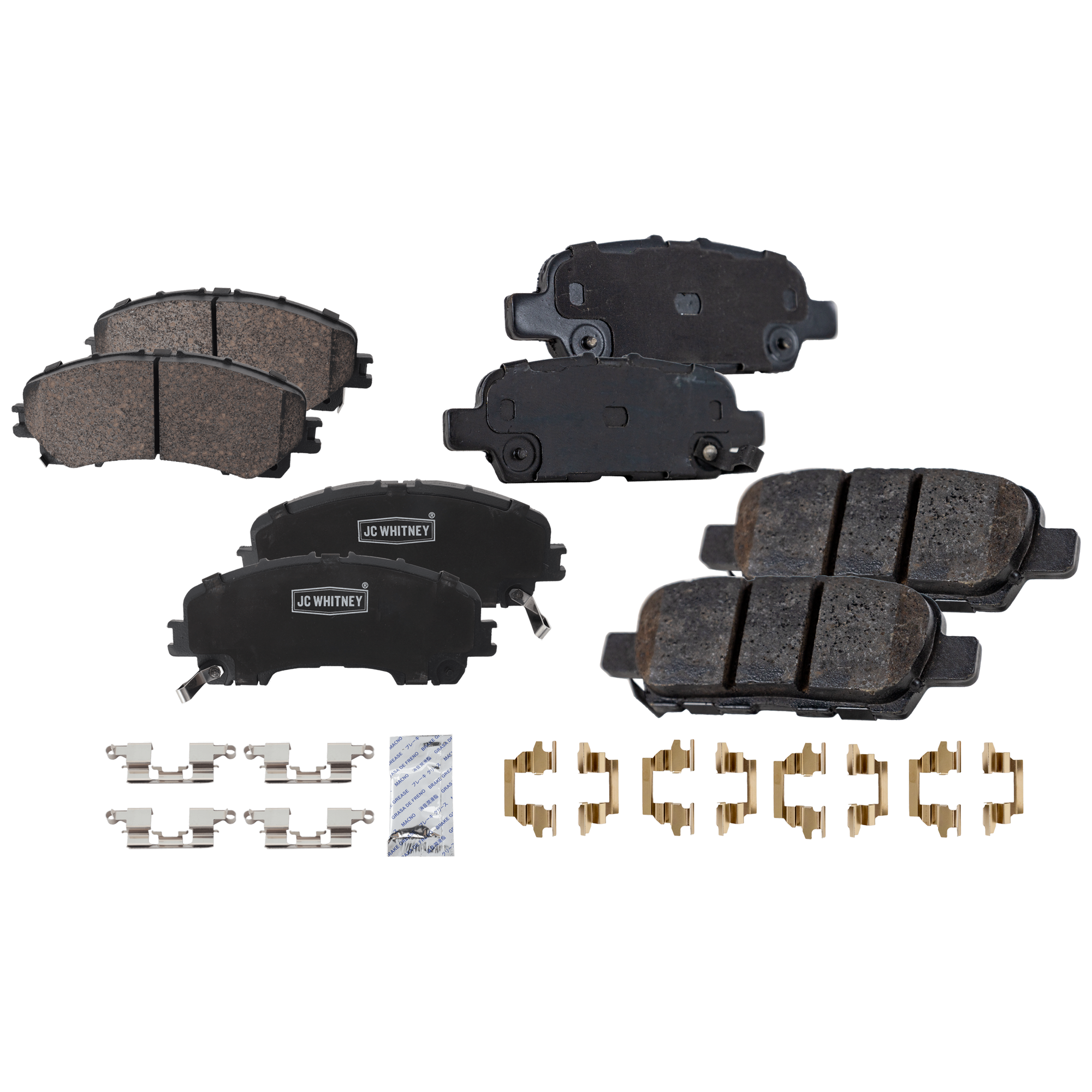 AM Q50-14-18 Q60-17-18 FRONT AND REAR BRAKE PAD SET 4 Wheel Set SKU SET STPSSCP1736-4 A OEM D10603WU0A D10604GA0A D10604GA