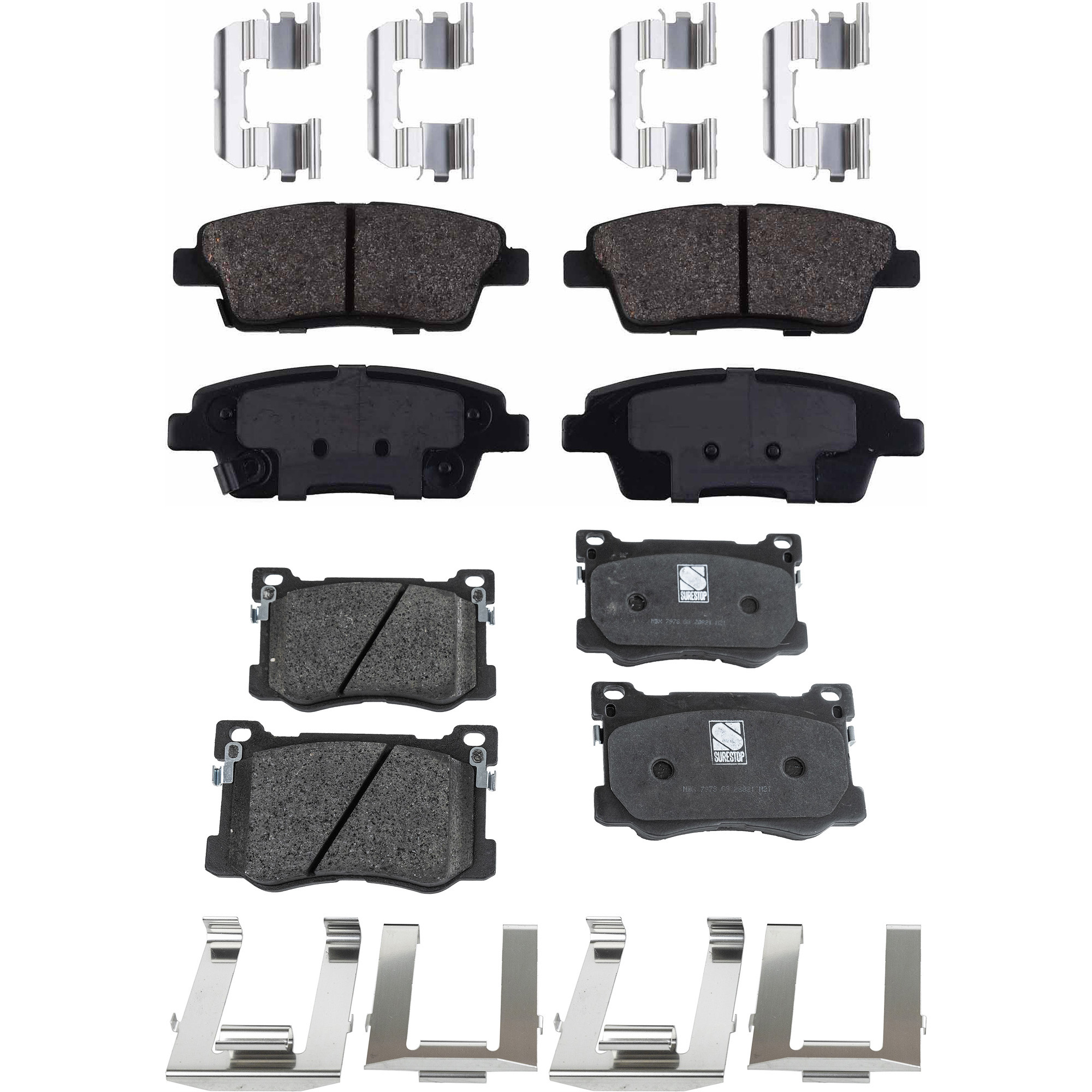 AM GENESIS 15-16 K900-16-17 FRONT AND REAR BRAKE PAD SET 4 Wheel Set SKU SET STPSSCP1799-4 OEM 581013TA50-58101B1A20-58101B1A