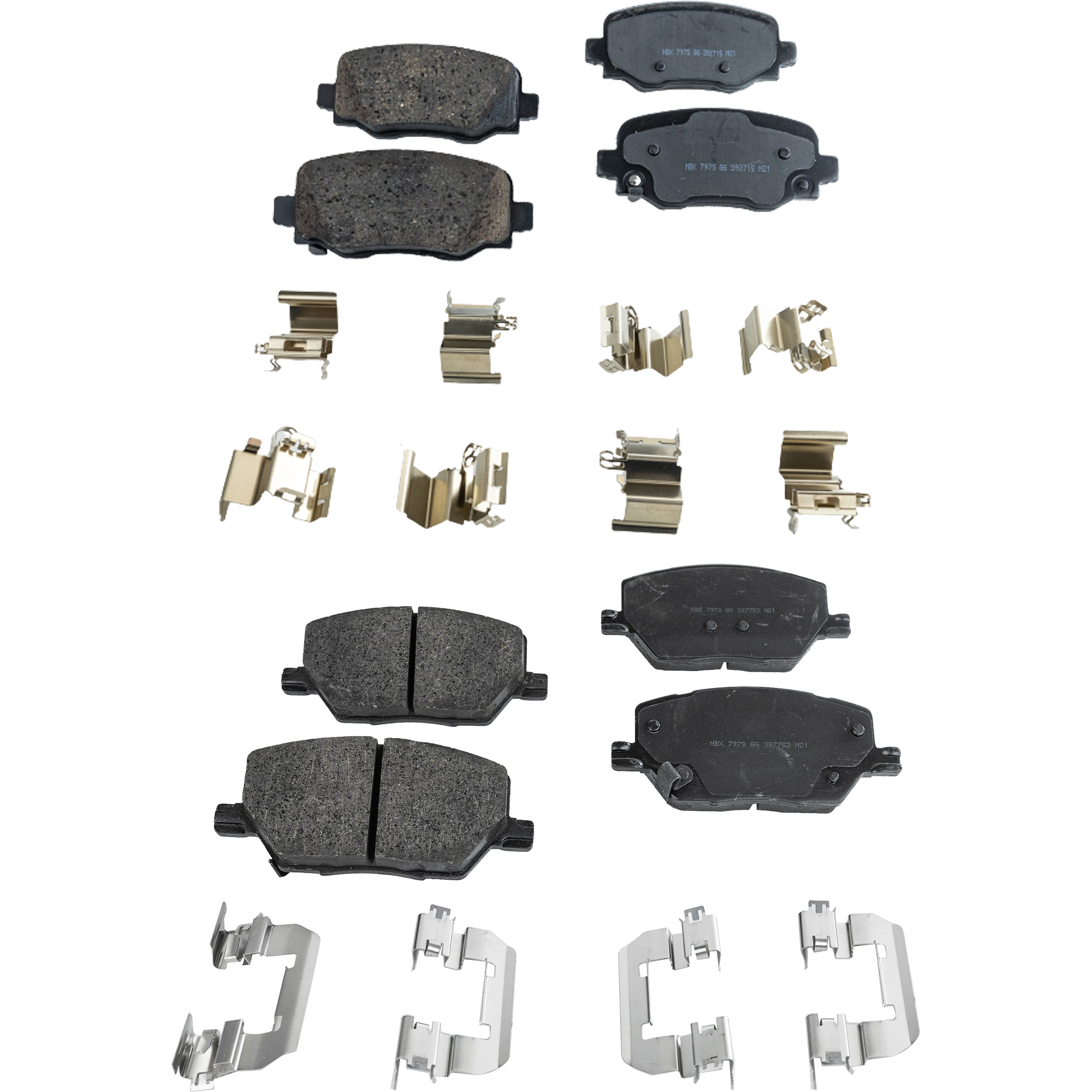 AM FIAT 500X RENEGADE 16-18 FRONT AND REAR BRAKE PAD SET 4 Wheel Set SKU SET STPSSCP1811-4 OEM 0077367282-0077367518001-52094