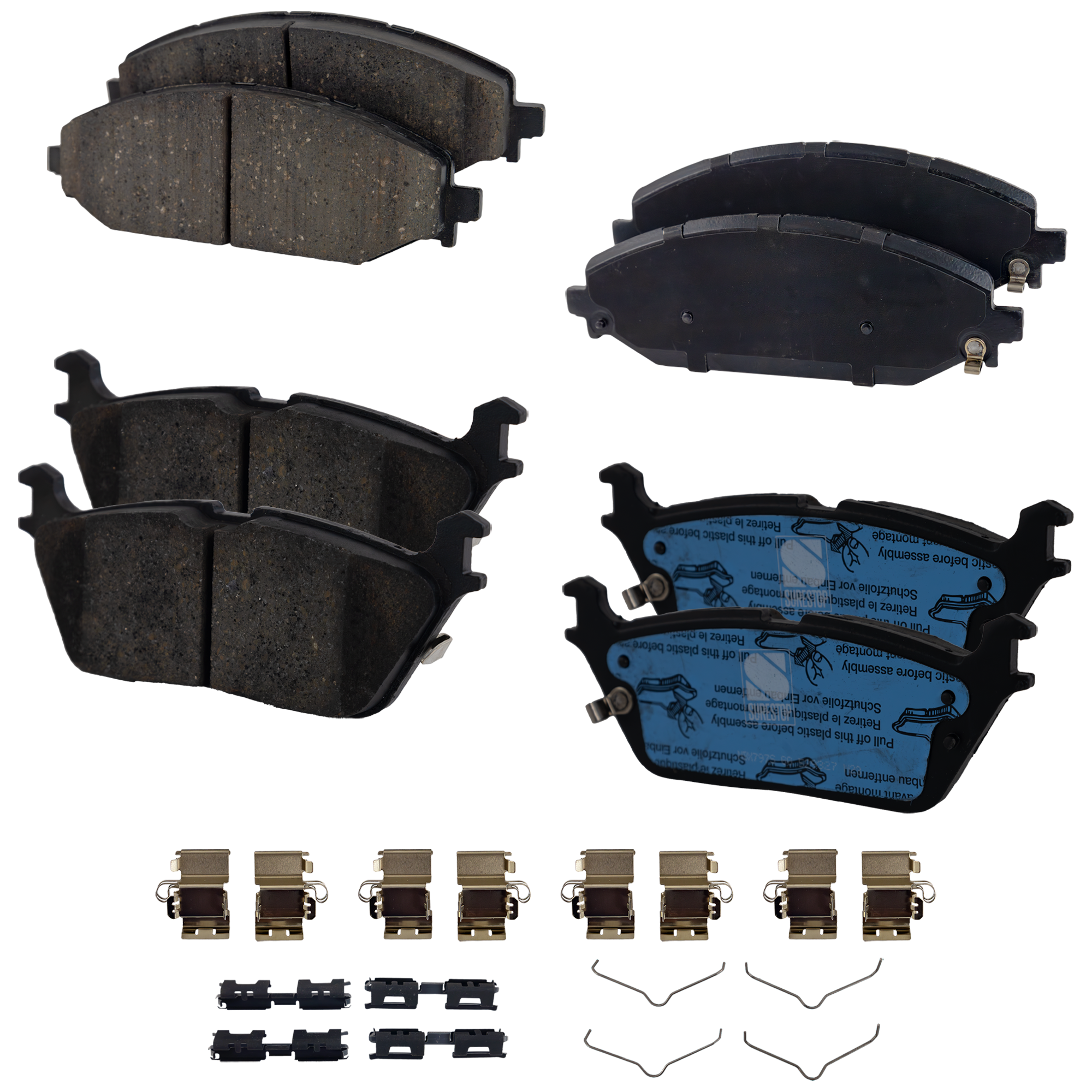 AM RAM 1500-19-22 FRONT AND REAR BRAKE PAD SET 4 Wheel Set SKU SET STPSSCP2179-4 OEM 68412557AB 68412557AC 68412557