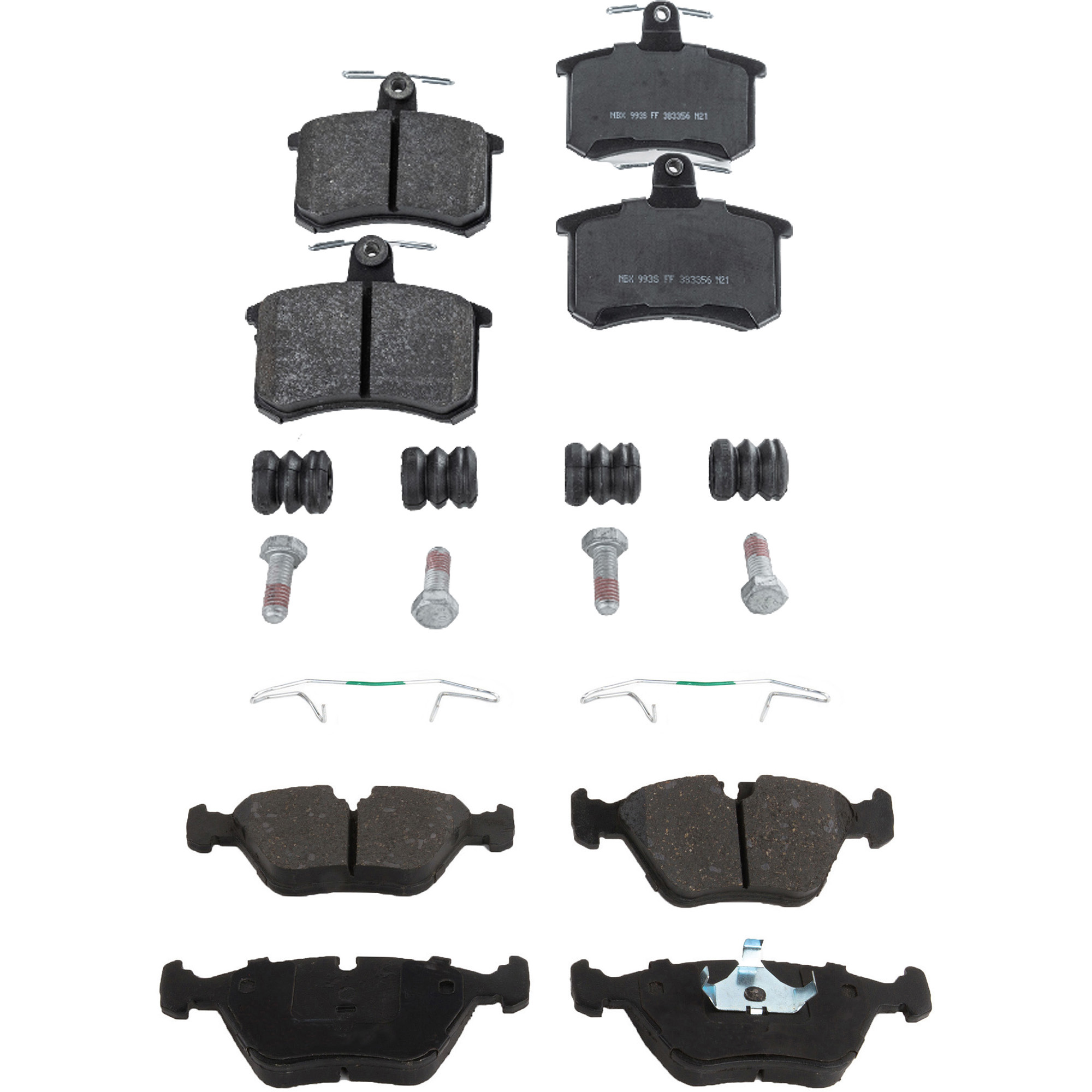 AM 200 QUATTRO AUDI 200-89-91 FRONT AND REAR BRAKE PAD SET 4 Wheel Set SKU SET STPSSCP394A 4 A OEM JLM1829 JLM20702 JLM21917 MJE2