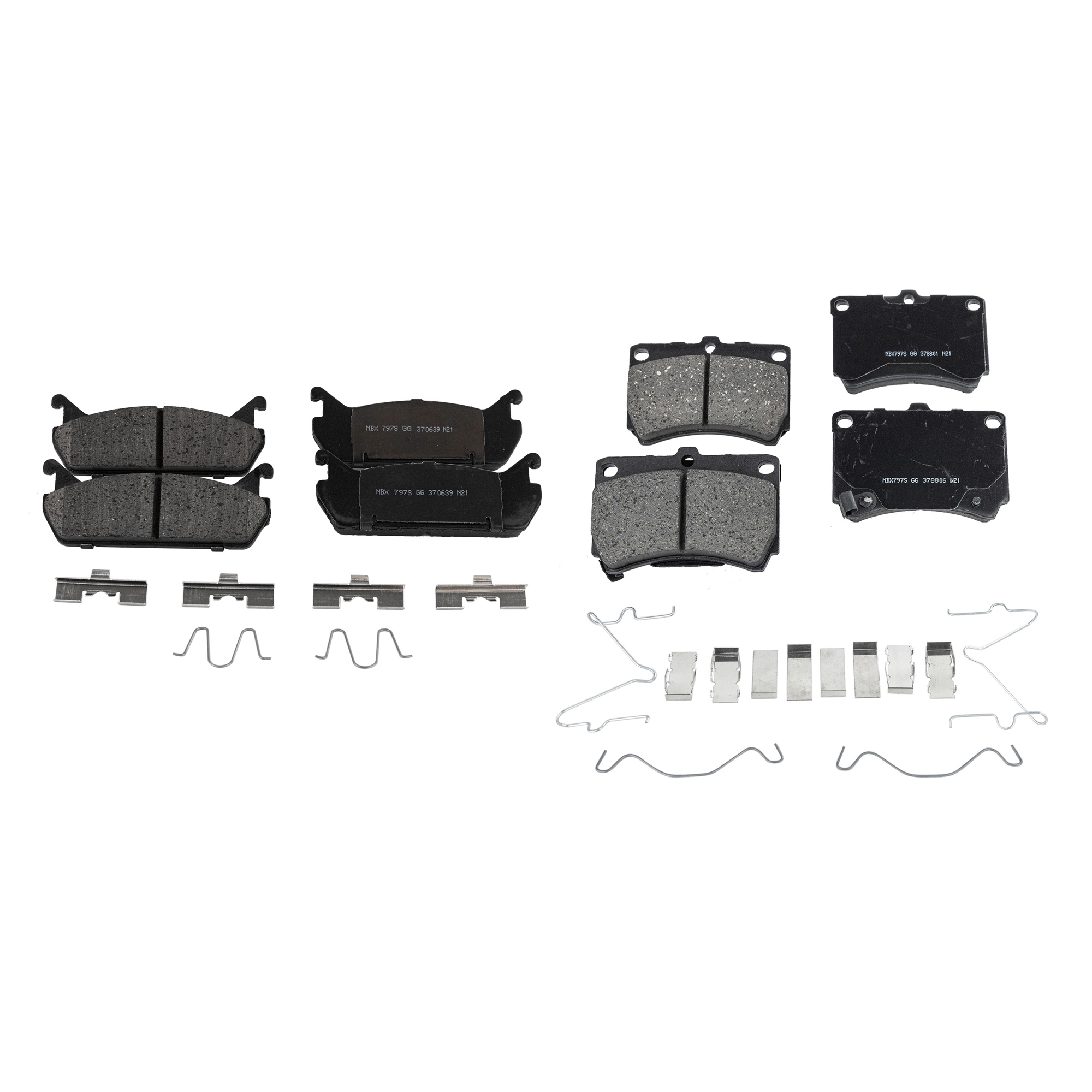 AM PROTEGE 90-94 FRONT AND REAR BRAKE PAD SET 4 Wheel Set SKU SET STPSSCP466-4 OEM B5Y63323Z B5Y63328Z BCYW3323ZA
