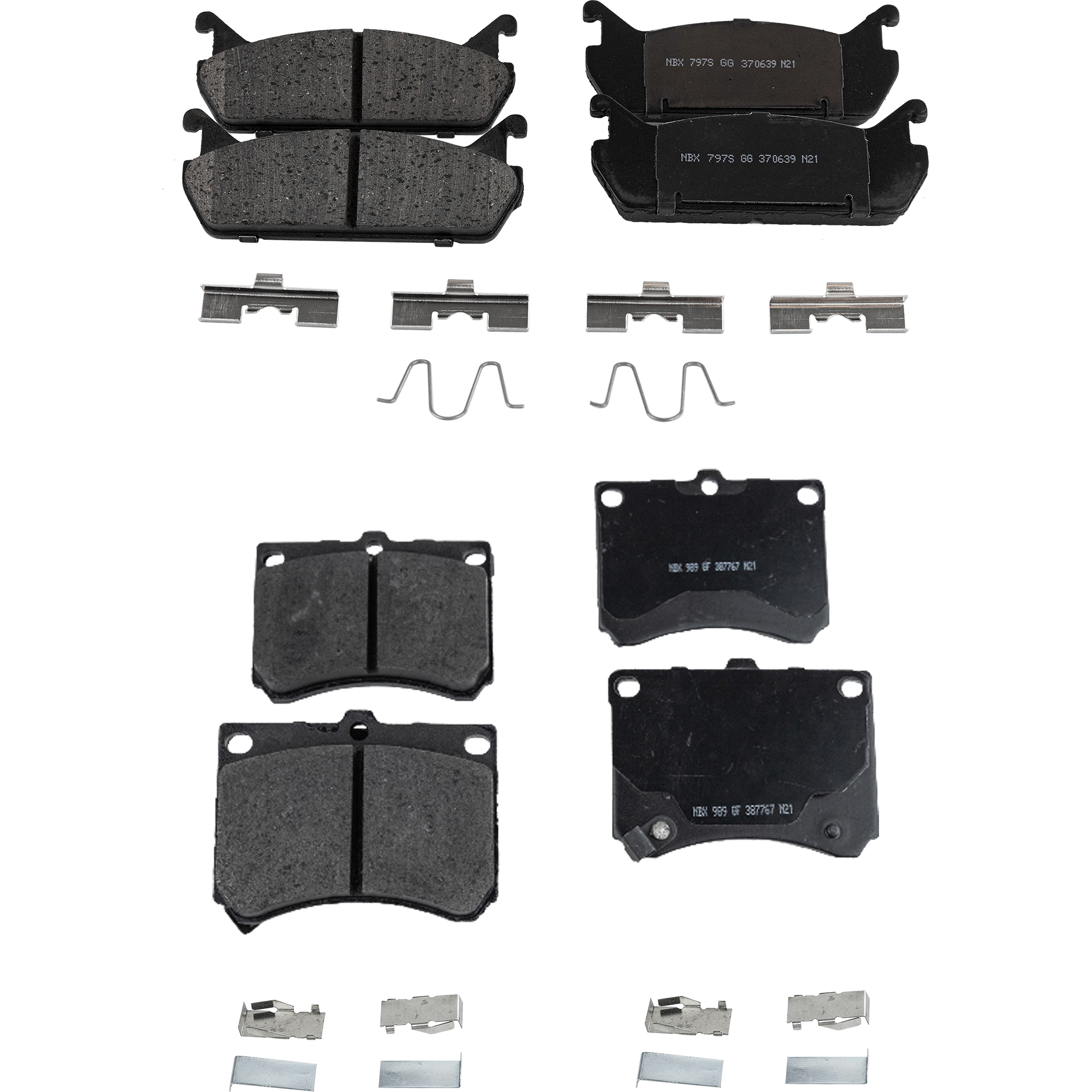 AM PROTEGE 90-94 ESCORT 91-96 FRONT AND REAR BRAKE PAD SET 4 Wheel Set SKU SET STPSSCP473-4 A OEM B0YW3323Z B0YW3323ZC B0YW3328Z