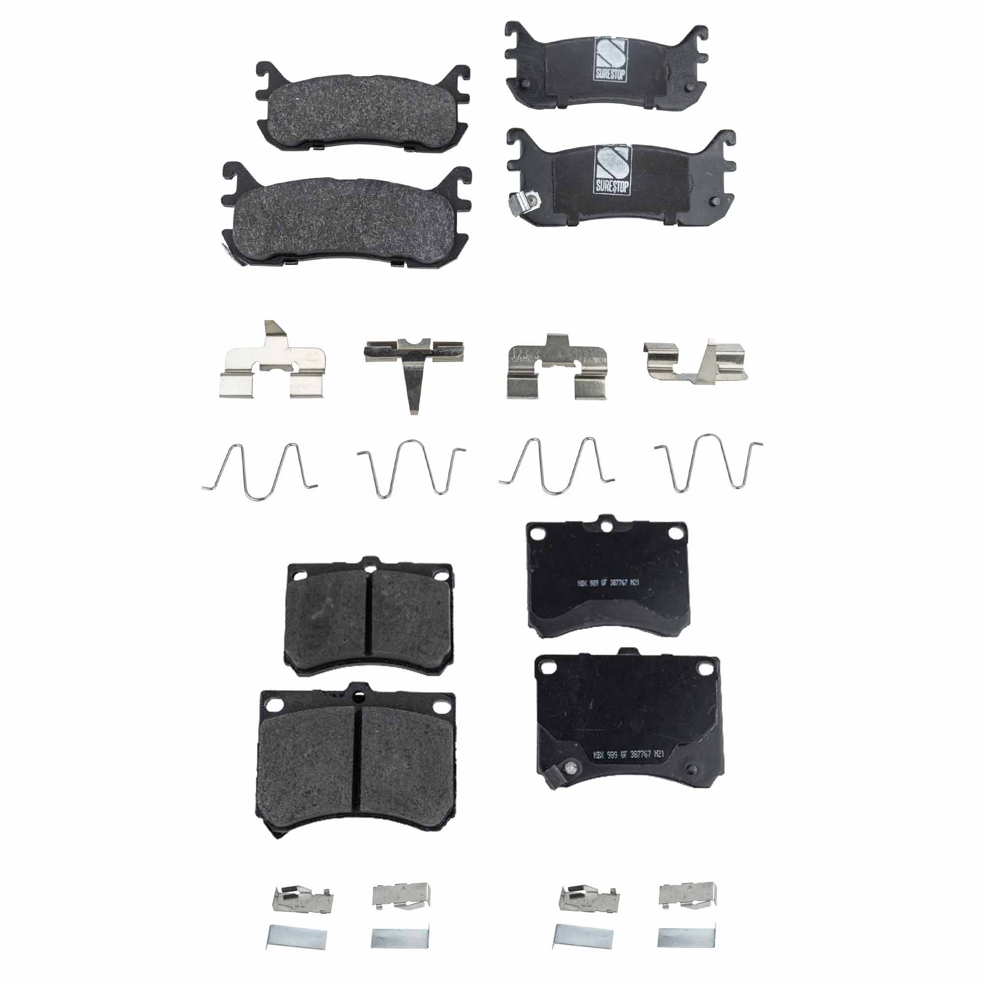 AM ESCORT 97-03 PROTEGE 95-98 FRONT AND REAR BRAKE PAD SET 4 Wheel Set SKU SET STPSSCP473-4 B OEM B0YW3323Z B0YW3323ZC B0YW3328Z