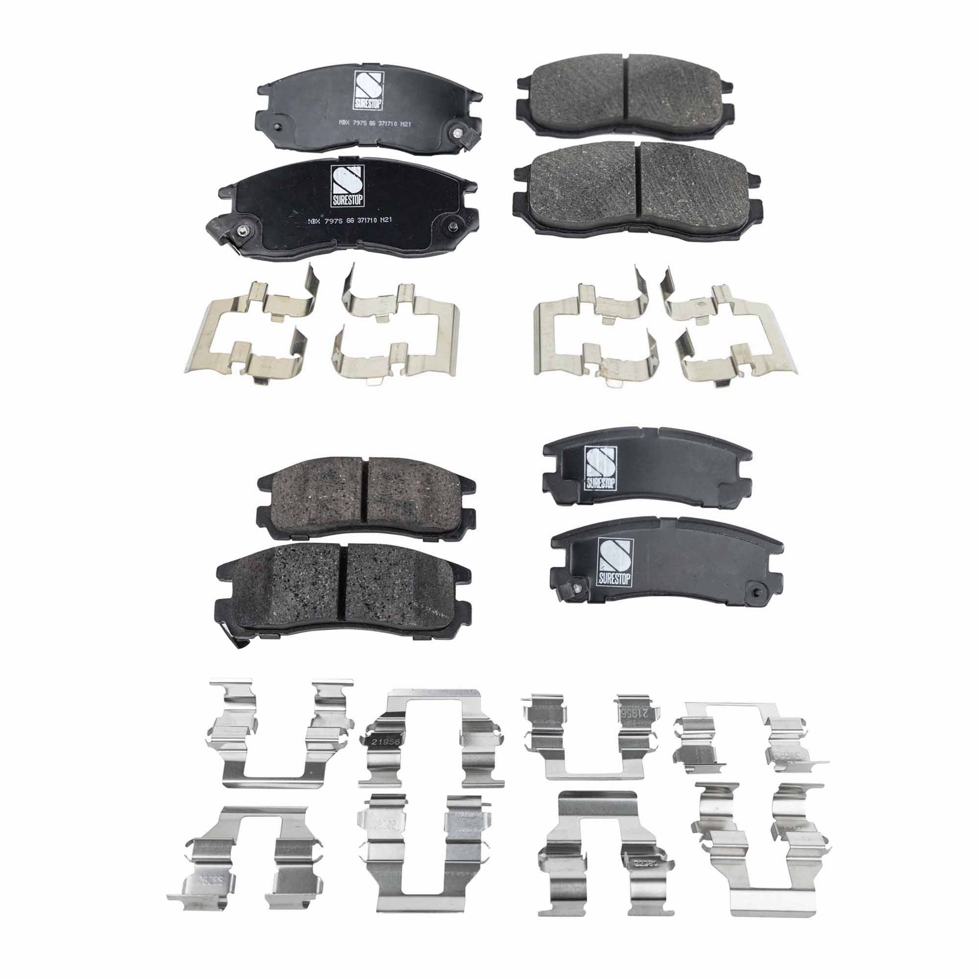 AM COLT 92-94 GALANT 94-01 STRATUS 03-03 FRONT AND REAR BRAKE PAD SET 4 Wheel Set SKU SET STPSSCP484-4 A OEM 58101M2A01 MB699174 MB699266 M