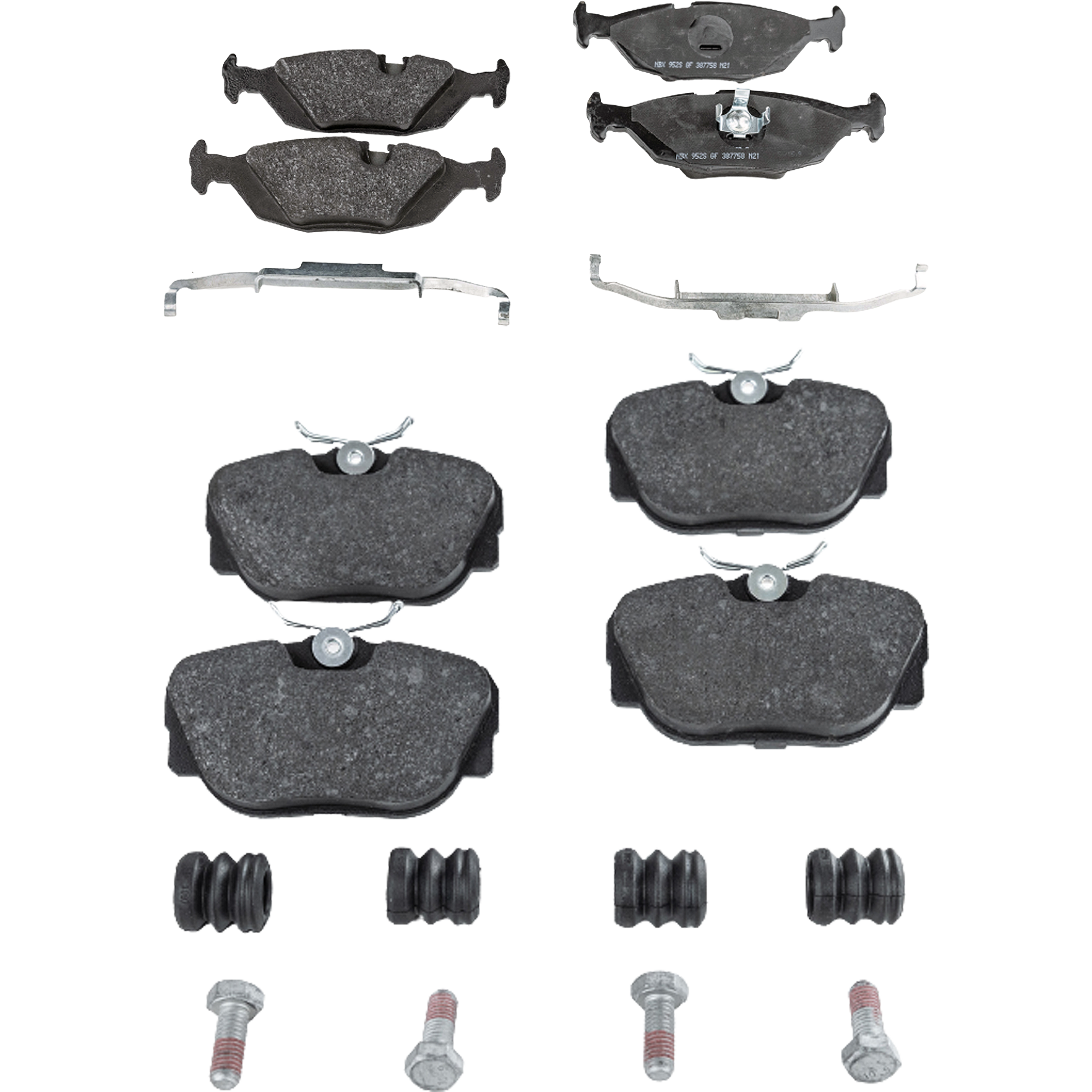 AM 3 SERIES 85-93 FRONT AND REAR BRAKE PAD SET 4 Wheel Set SKU SET STPSSCP493-4 OEM 33425349-34211153196-3421115