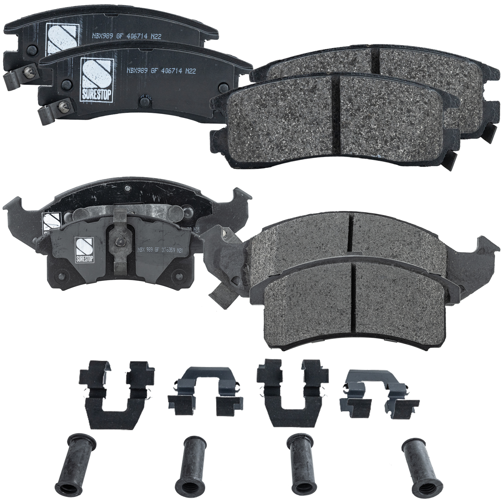 AM RIVIERA 92-93 FRONT AND REAR BRAKE PAD SET 4 Wheel Set SKU SET STPSSCP505-4 A OEM 12510001-12510023-12510027-180