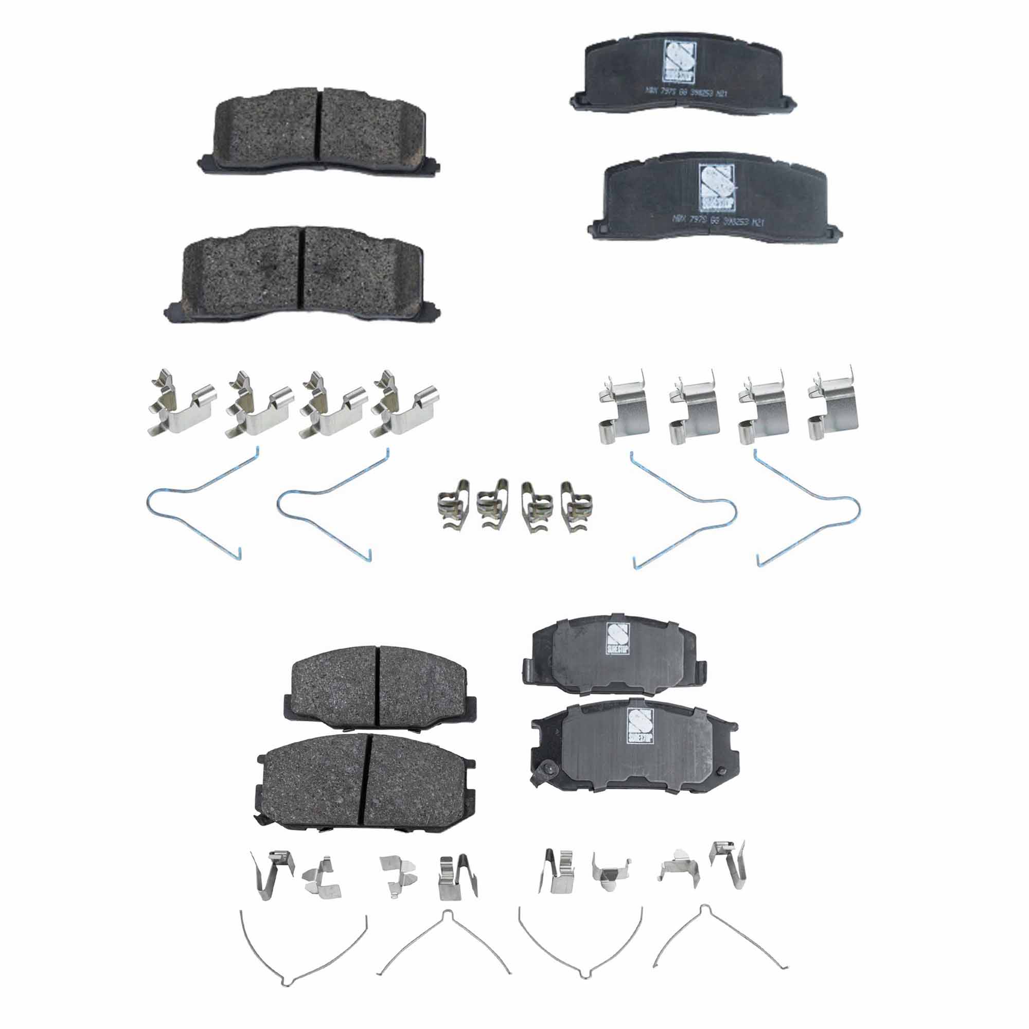 AM PREVIA 91-96 FRONT AND REAR BRAKE PAD SET 4 Wheel Set SKU SET STPSSCP527-4 OEM 0446528150-04465YZZB0-04465YZZ
