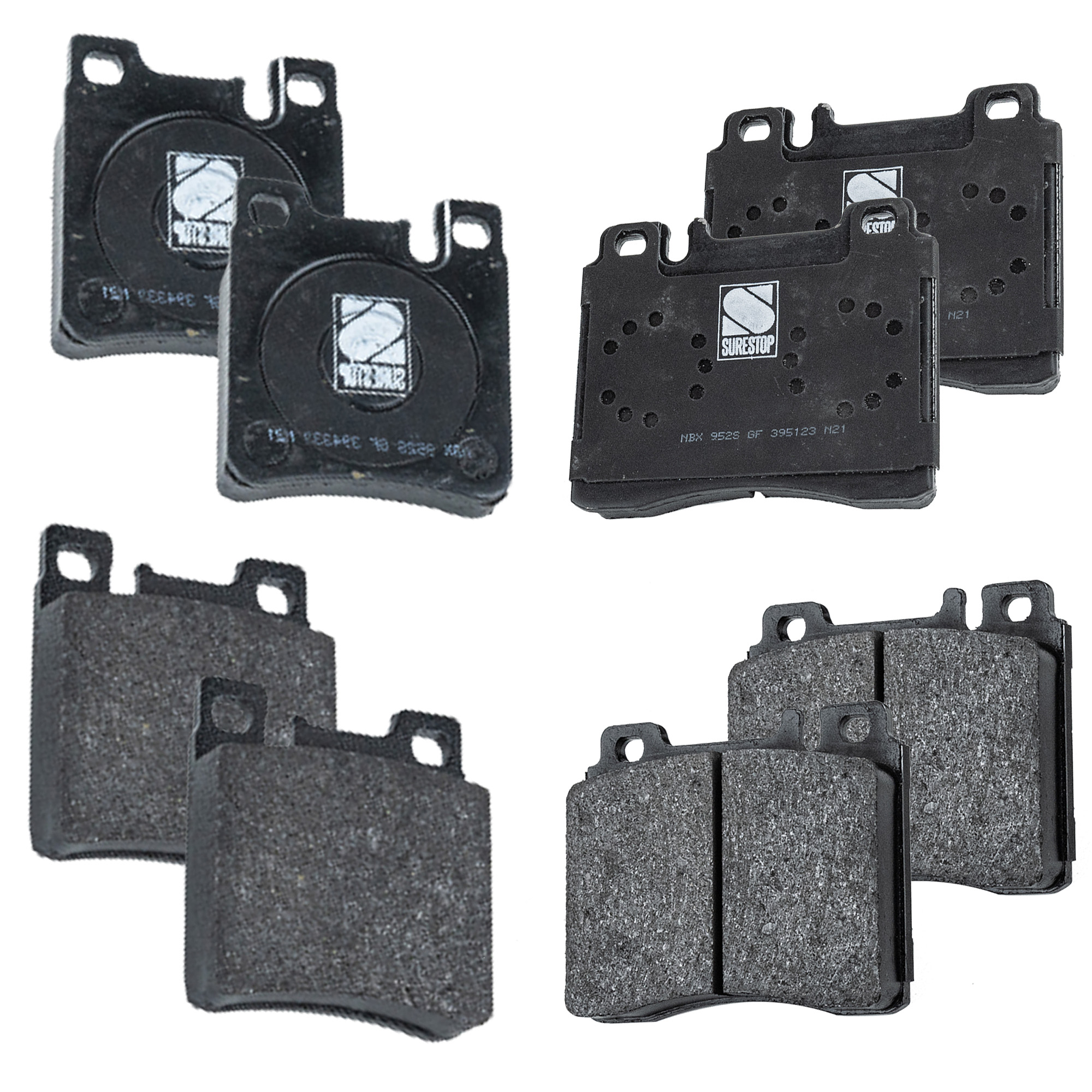 AM 300SD 300SE 400SEL 92-93 FRONT AND REAR BRAKE PAD SET 4 Wheel Set SKU SET STPSSCP577-4 OEM 0024200520-0024201620-00242046