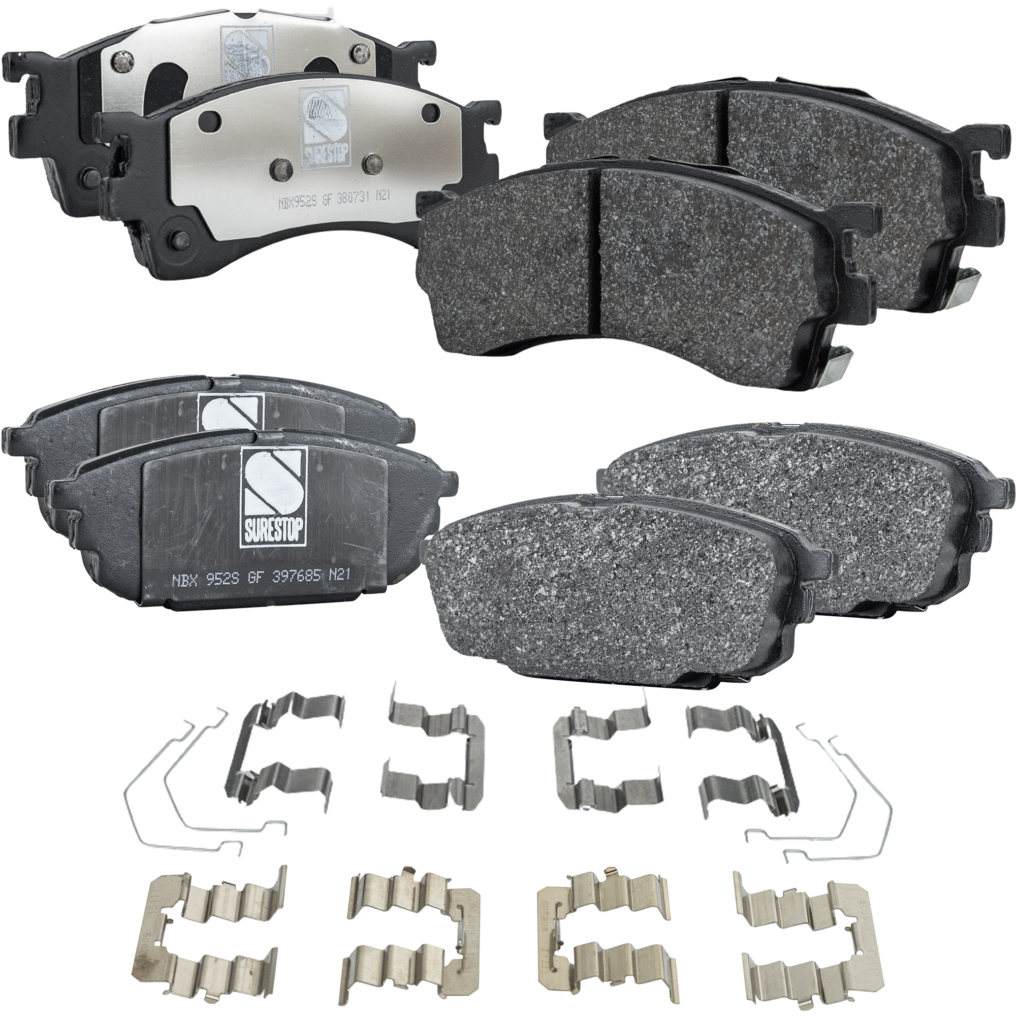 AM PROTEGE 01-03 PROTEGE5-02-03 FRONT AND REAR BRAKE PAD SET 4 Wheel Set SKU SET STPSSCP637-4 B OEM BLYM3323Z BLYM3328Z CBY13323ZB