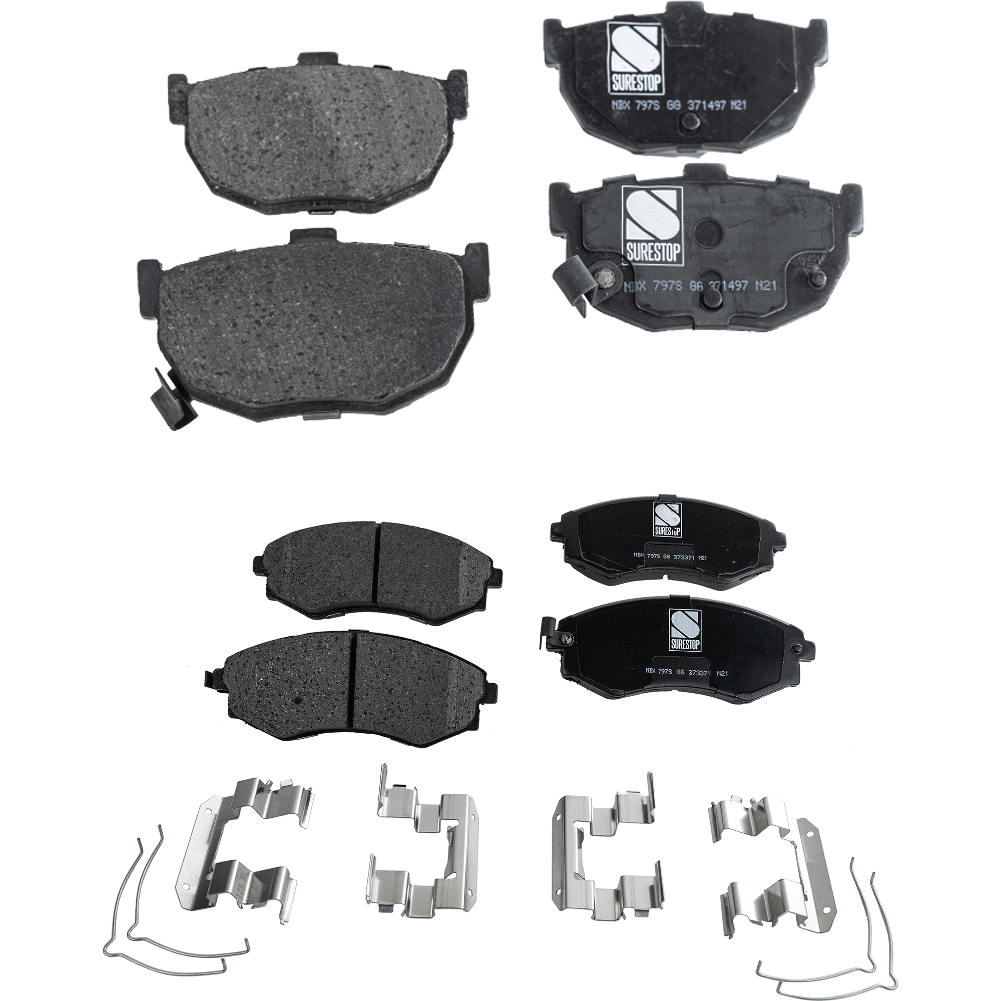AM ELANTRA 94-98 TIBURON 97-99 FRONT AND REAR BRAKE PAD SET 4 Wheel Set SKU SET STPSSCP700-4 C OEM 5810128A00-5810128A20-5810129A