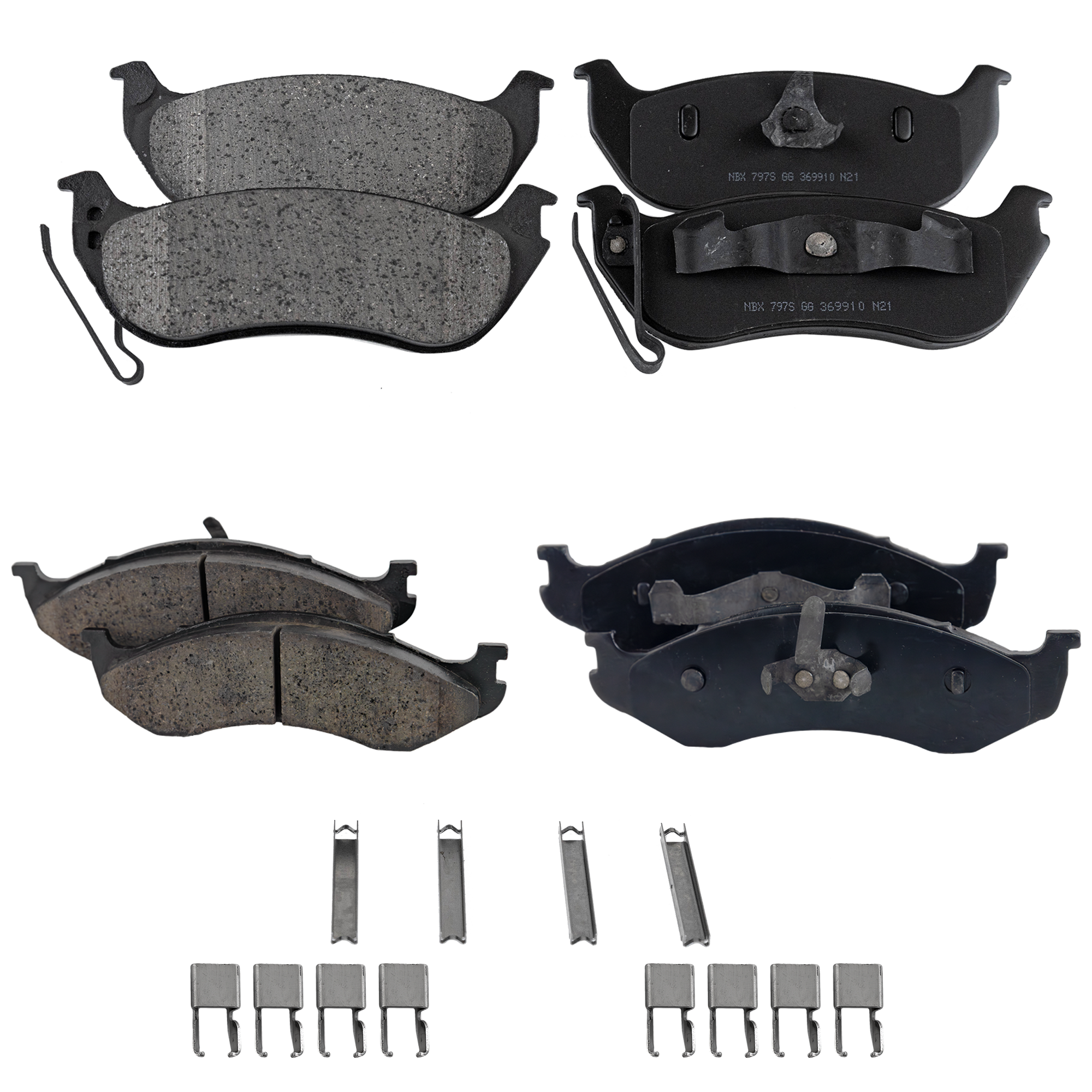 AM WRANGLER 03-06 FRONT AND REAR BRAKE PAD SET 4 Wheel Set SKU SET STPSSCP712-4 OEM 4778058AB 4883344-4883344AC 48