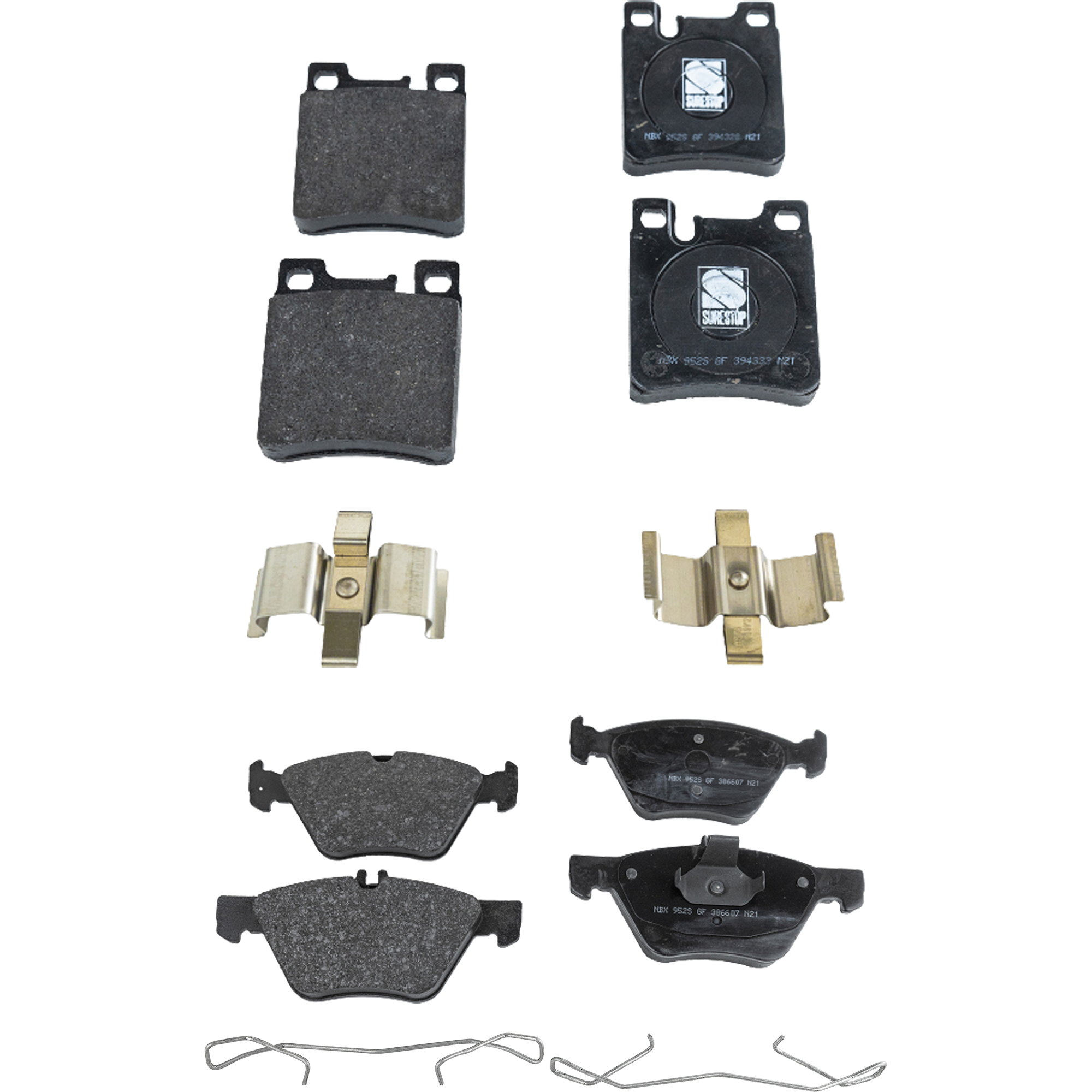 AM CROSSFIRE 05-06 E320-01-02 FRONT AND REAR BRAKE PAD SET 4 Wheel Set SKU SET STPSSCP740-4 B OEM 0024200520-0024201620-00242046