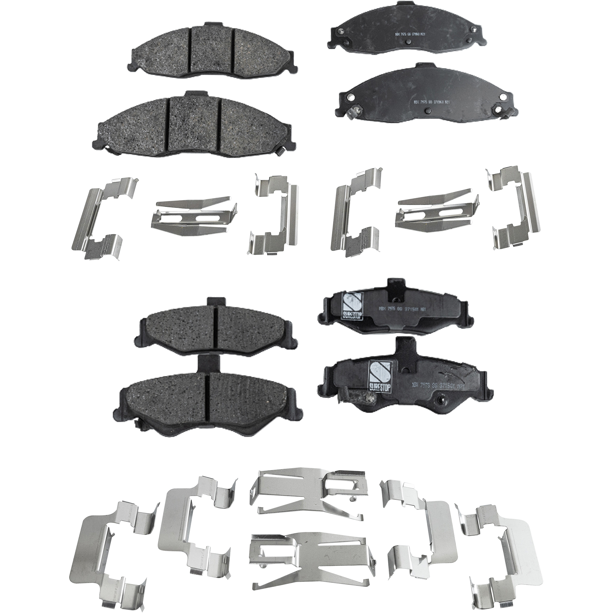 AM CAMARO FIREBIRD 98-02 FRONT AND REAR BRAKE PAD SET 4 Wheel Set SKU SET STPSSCP749-4 OEM 18026165-18026298-18038574-180