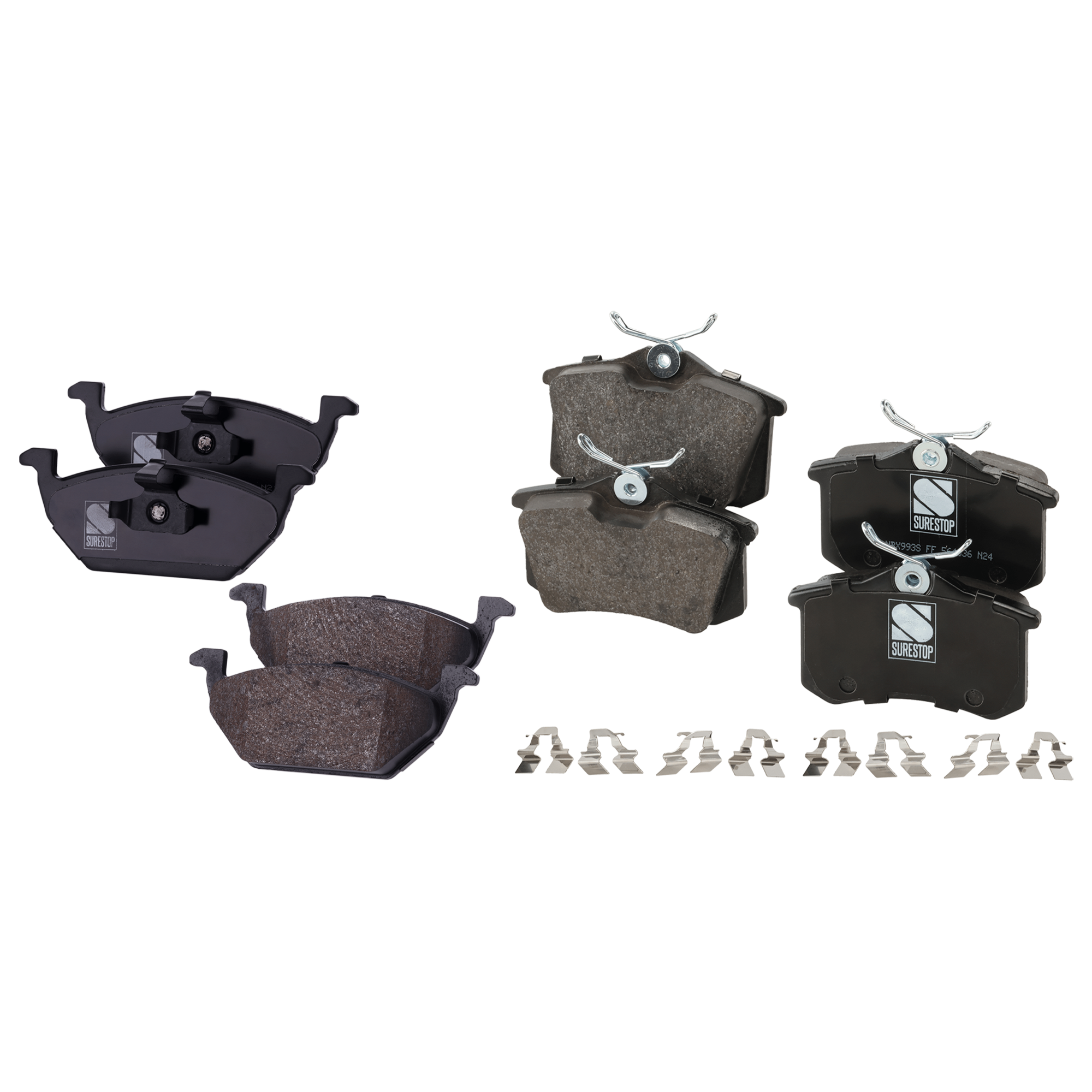 AM BEETLE 98-99 JETTA 12-18 FRONT AND REAR BRAKE PAD SET 4 Wheel Set SKU SET STPSSCP768 OEM 1E0698451-1E0698451B 1E0698451