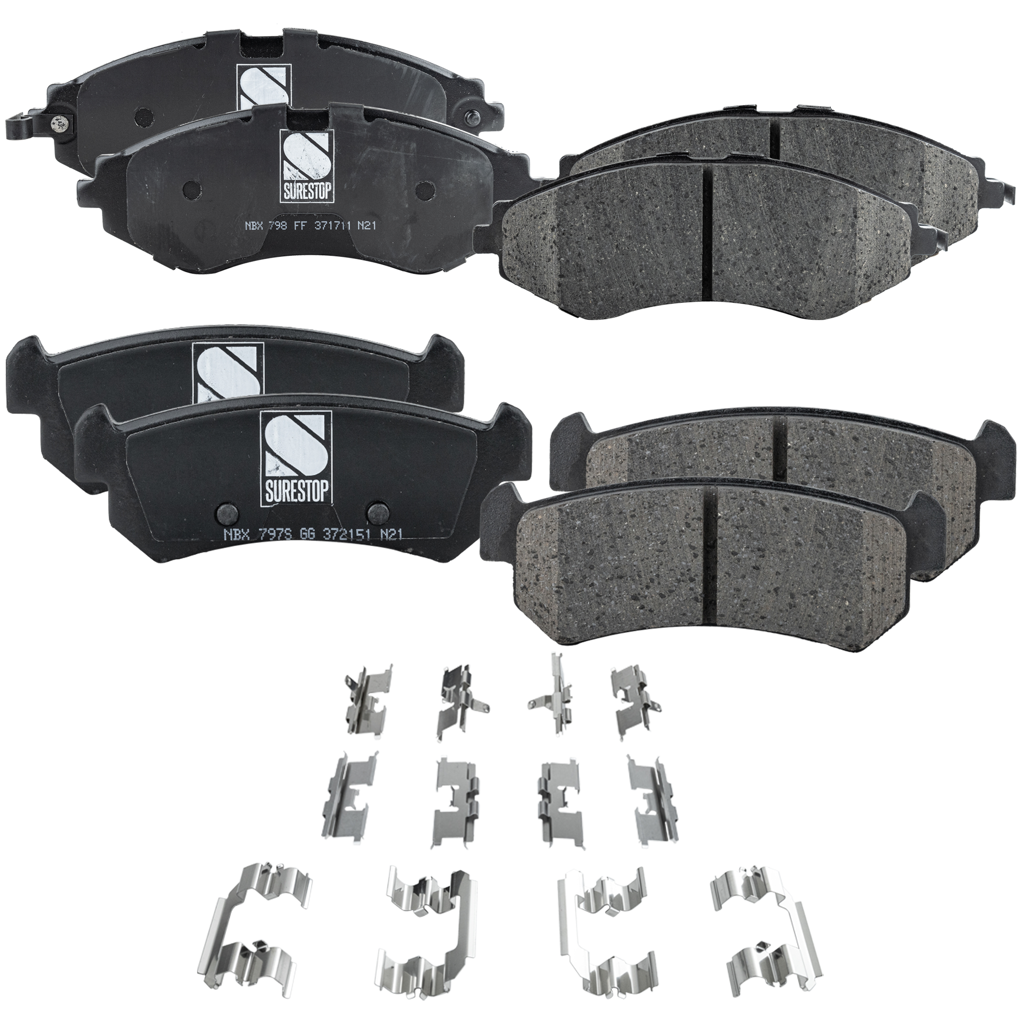 AM FORENZA 04-06 OPTRA 04-07 FRONT AND REAR BRAKE PAD SET 4 Wheel Set SKU SET STPSSCP797-4 A OEM 96253383-5550085Z00-96405131