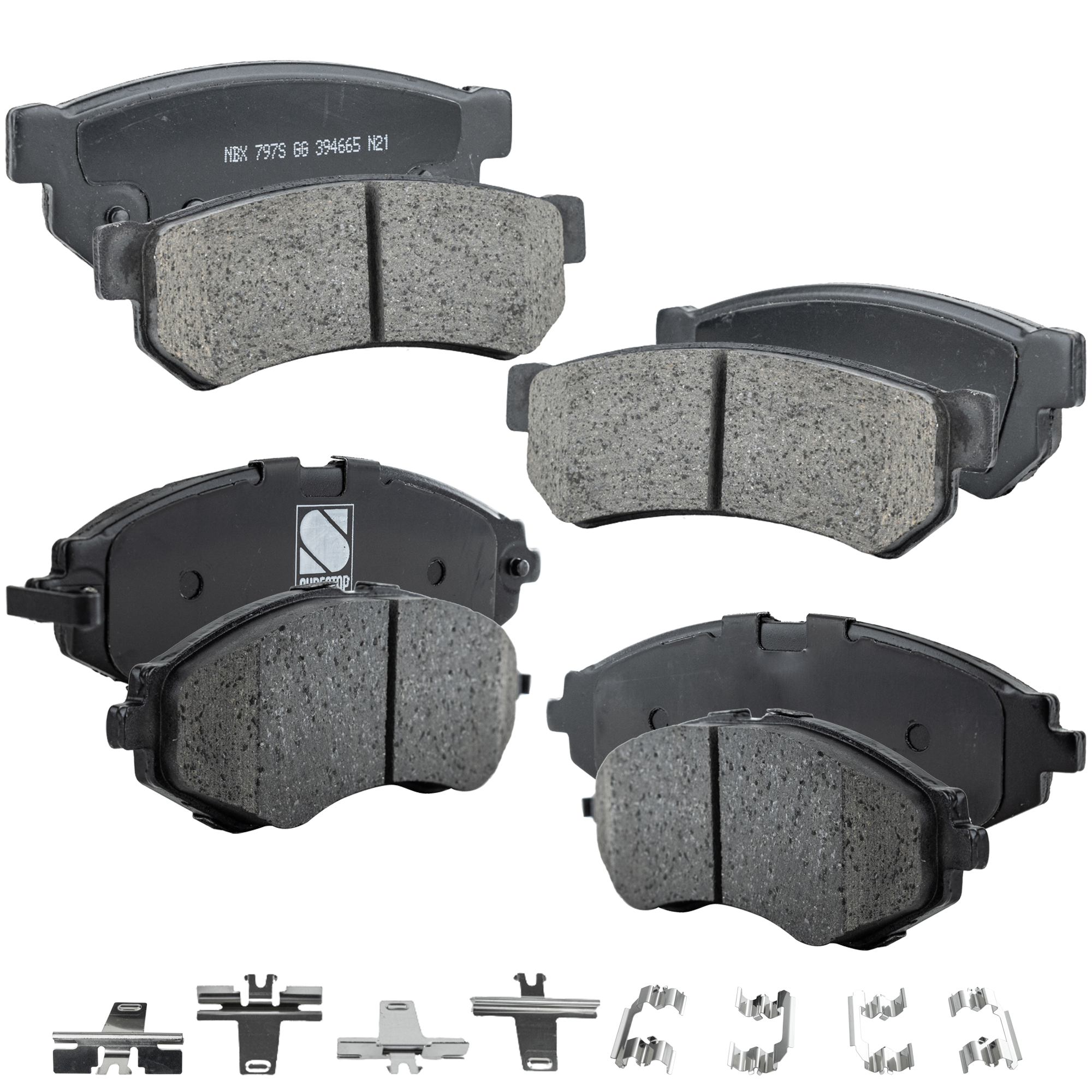 AM FORENZA 07-08 SPARK EV 14-16 FRONT AND REAR BRAKE PAD SET 4 Wheel Set SKU SET STPSSCP797-4 B OEM 96253383-95280739-5550085Z10