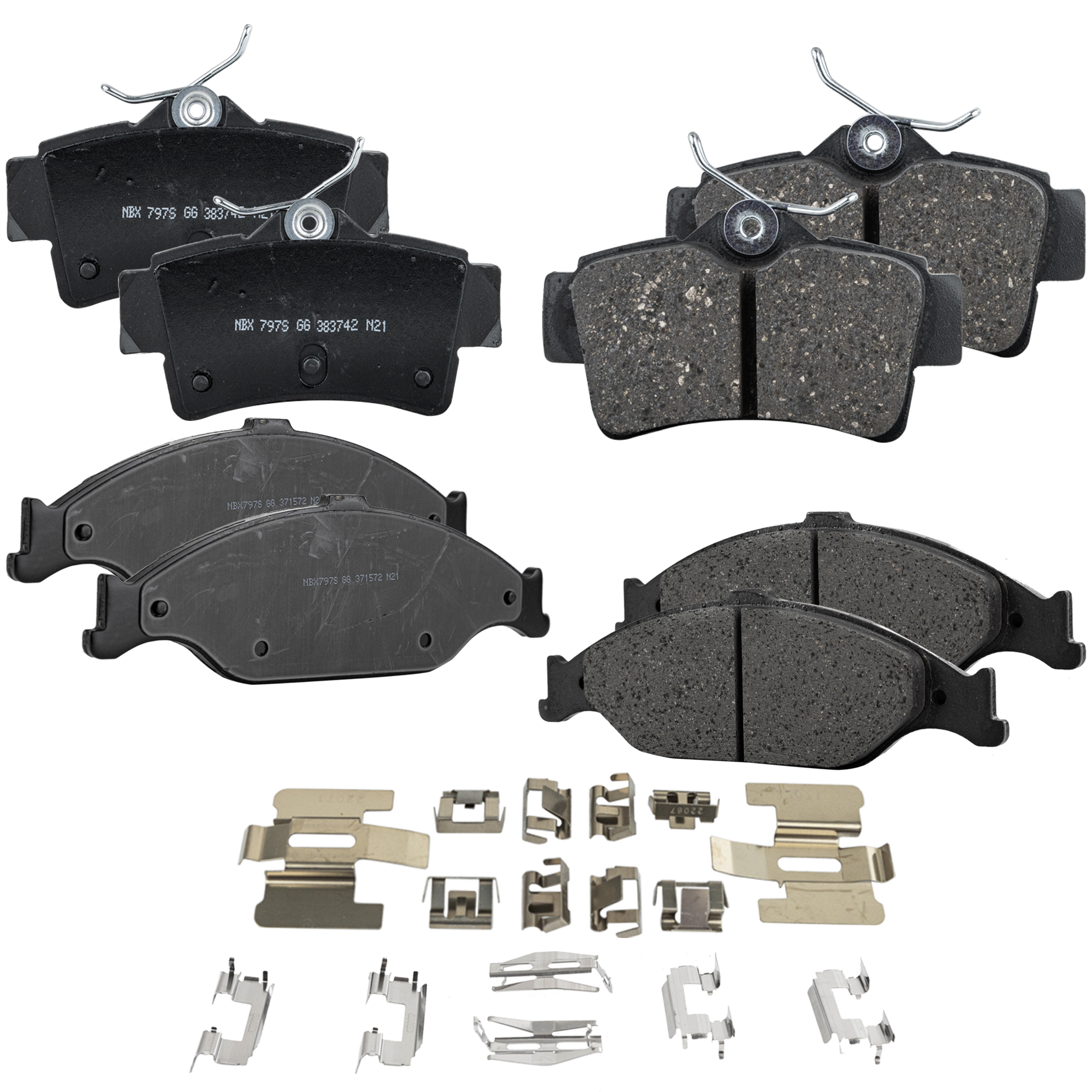 AM MUSTANG 99-04 FRONT AND REAR BRAKE PAD SET 4 Wheel Set SKU SET STPSSCP804-4 OEM XR3Z2001AA 1U2Z2V200FA F4ZZ220