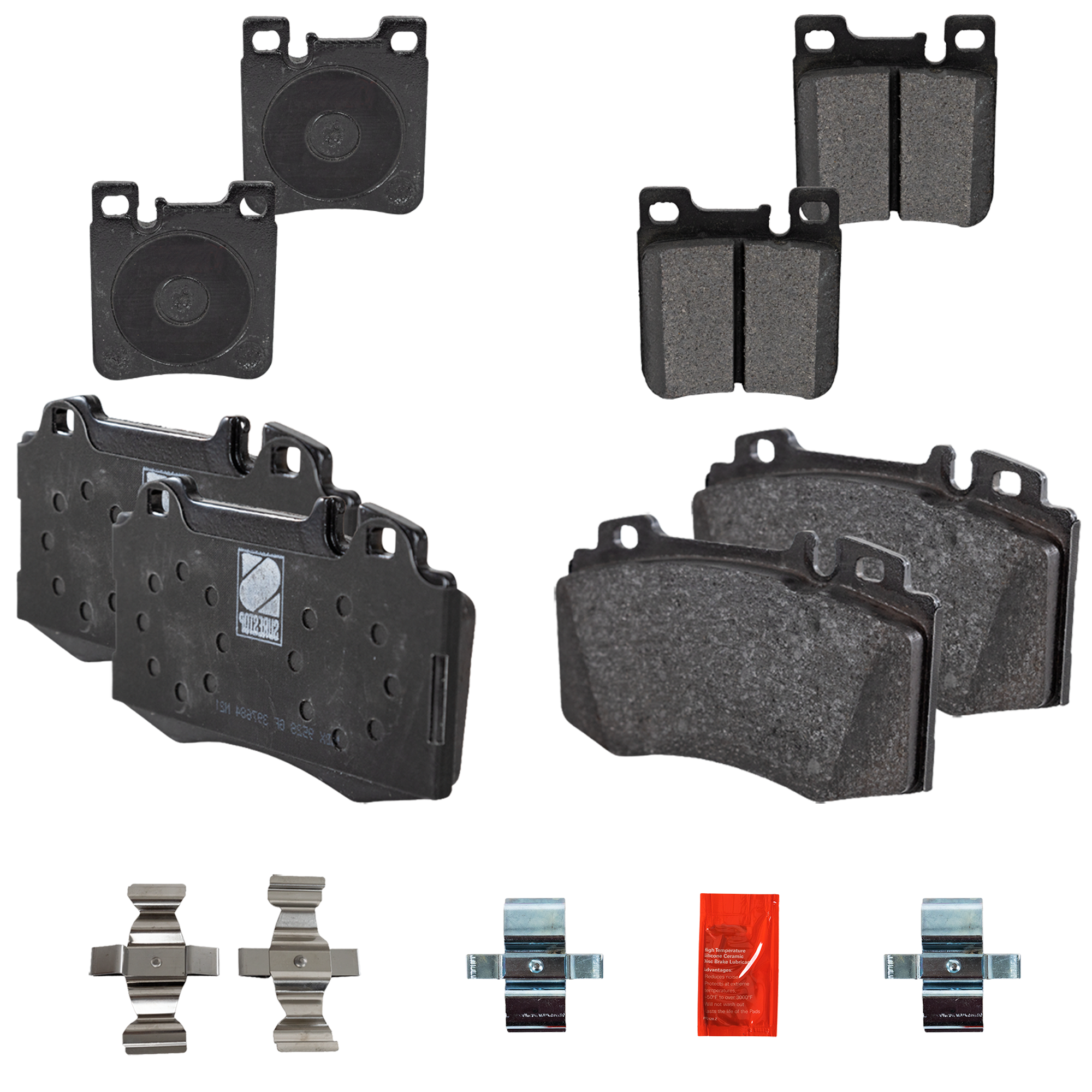 AM C32 AMG 02-04 CLK500-03-06 FRONT AND REAR BRAKE PAD SET 4 Wheel Set SKU SET STPSSCP847A 4 A OEM 0024200520-0024201620-00242046