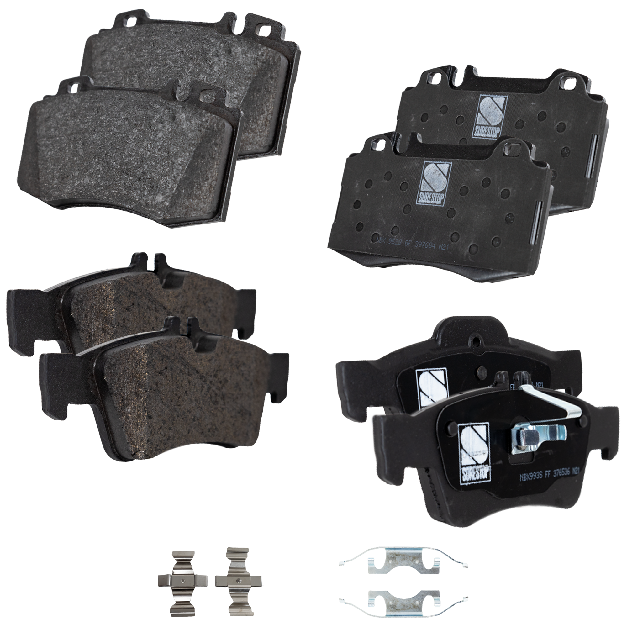 AM CLK500-03-06 CLS550-07-11 FRONT AND REAR BRAKE PAD SET 4 Wheel Set Organic Pad Material SKU SET STPSSCP847A OEM 0004230230-0034205120-00442044