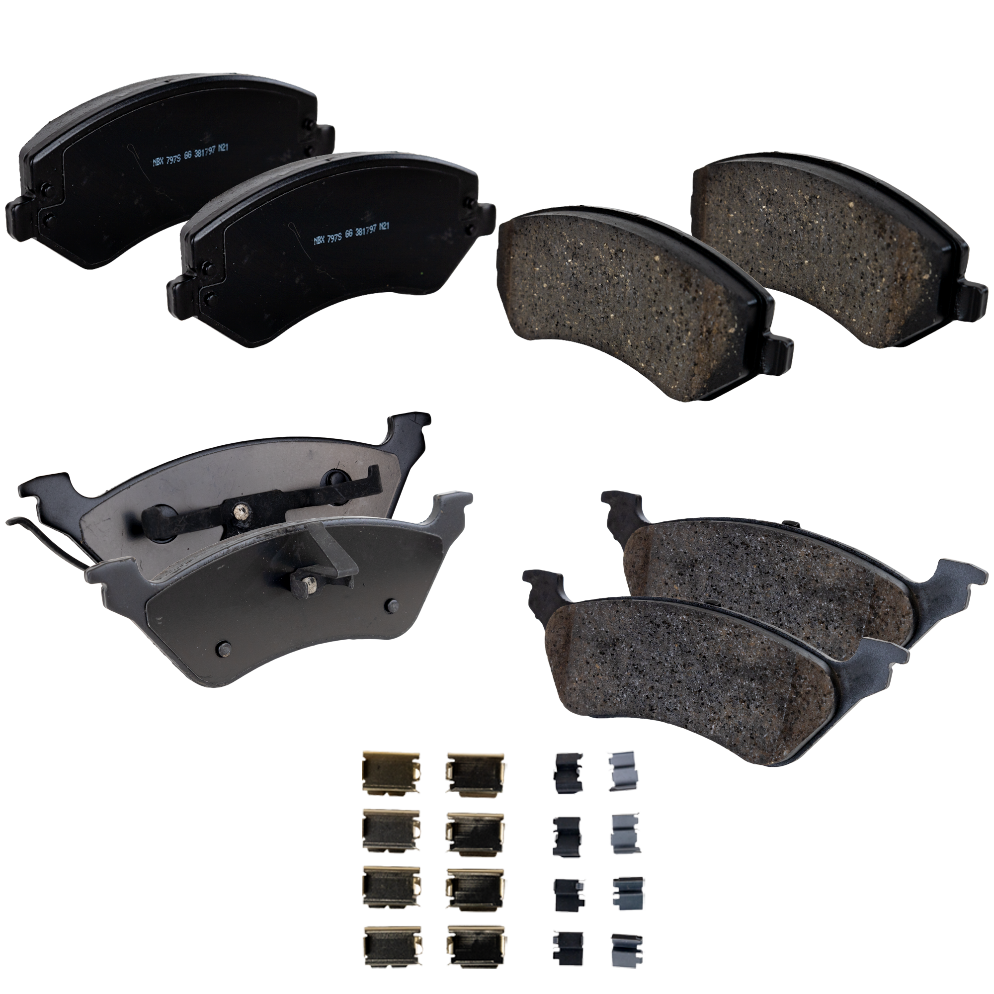 AM CARAVAN 01-07 GRAND CARAVAN 01-05 TOWN COUNTRY 03-05 FRONT AND REAR BRAKE PAD SET 4 Wheel Set SKU SET STPSSCP856-4 A OEM 5019805AA 5071948AA 5019984AA
