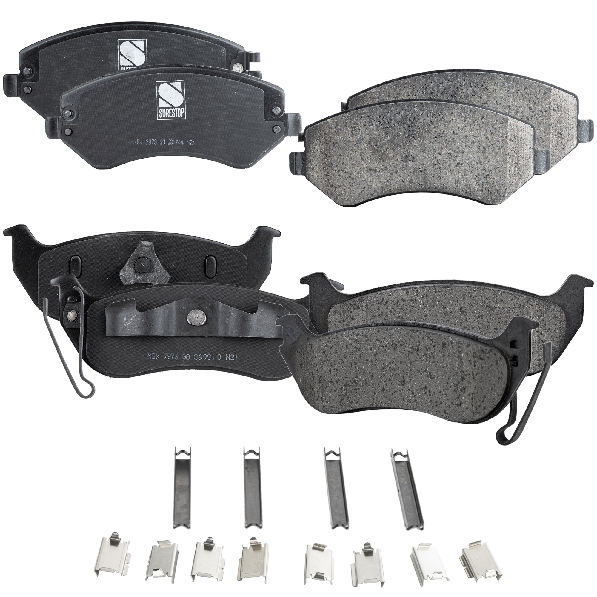 AM LIBERTY 03-05 FRONT AND REAR BRAKE PAD SET 4 Wheel Set SKU SET STPSSCP856-4 OEM 5019984AA 5066427AA 5096349AA