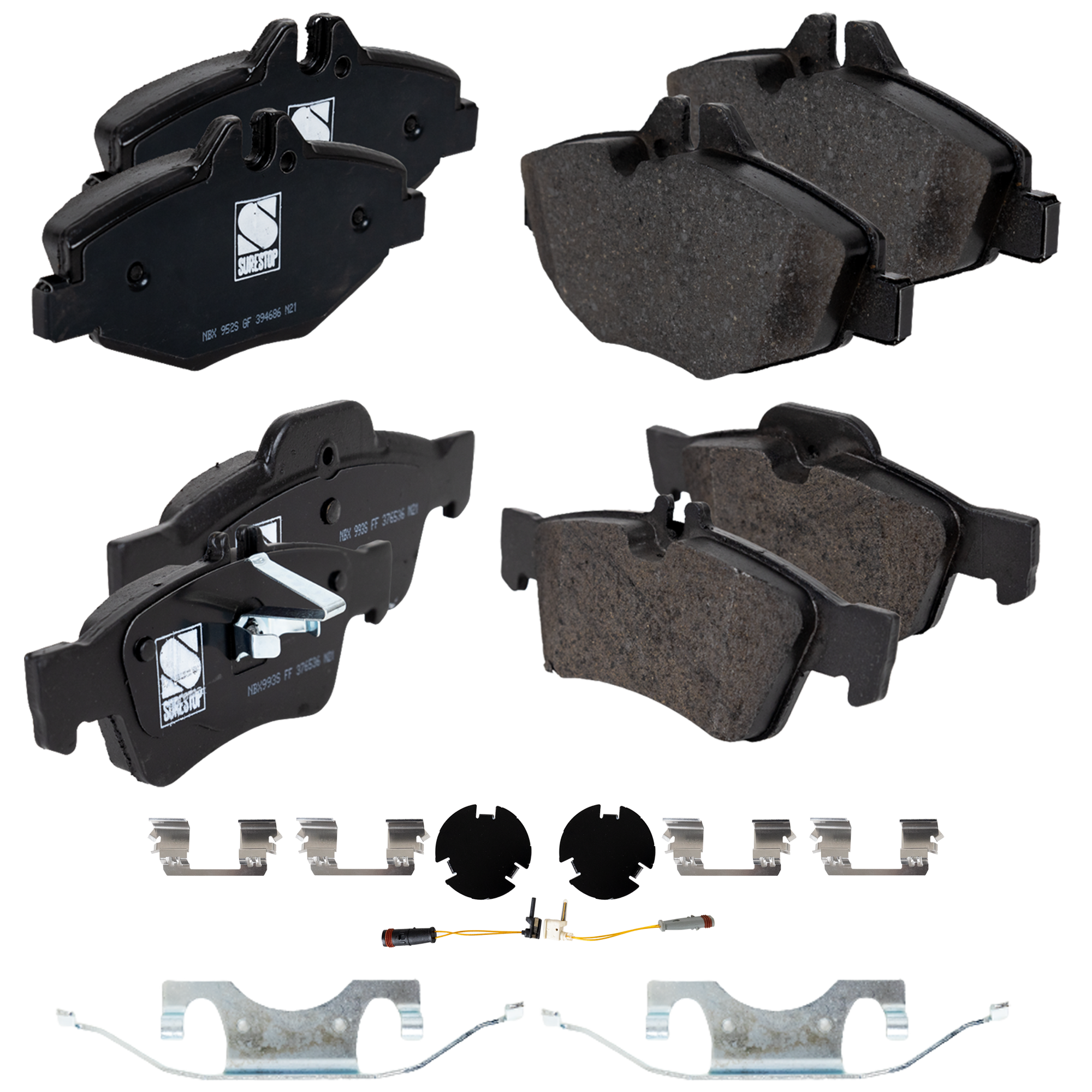 AM E320-03-09 FRONT AND REAR BRAKE PAD SET 4 Wheel Set SKU SET STPSSCP987-4 OEM 0004230230-0034205120-00442044