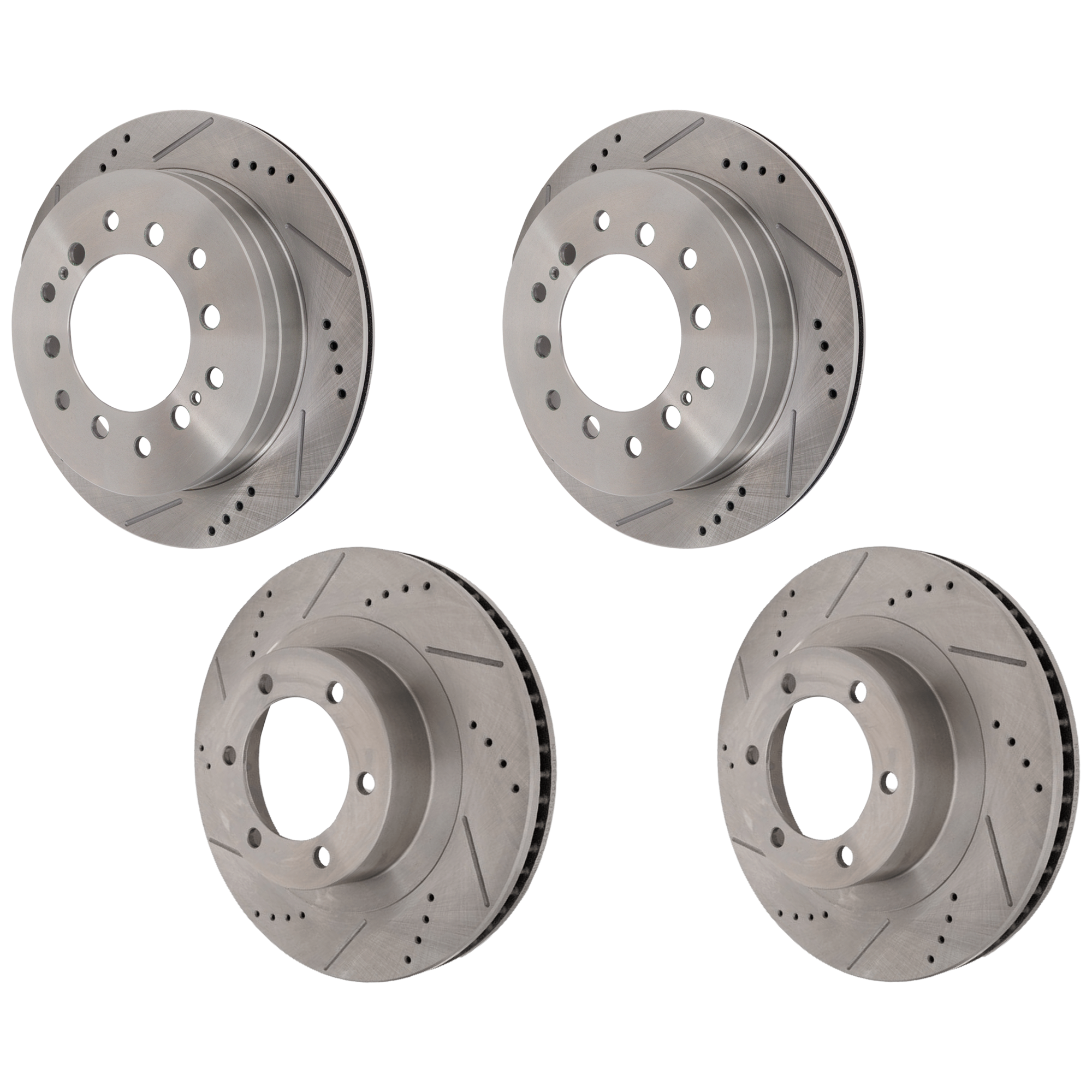 AM 4RUNNER GX470-03-09 FRONT AND REAR BRAKE DISC 4 Wheel Set Cross drilled and Slotted Vented 6 Lugs SKU SET STPT27110001DRS4 OEM 31294-145330-479325-0832919-10