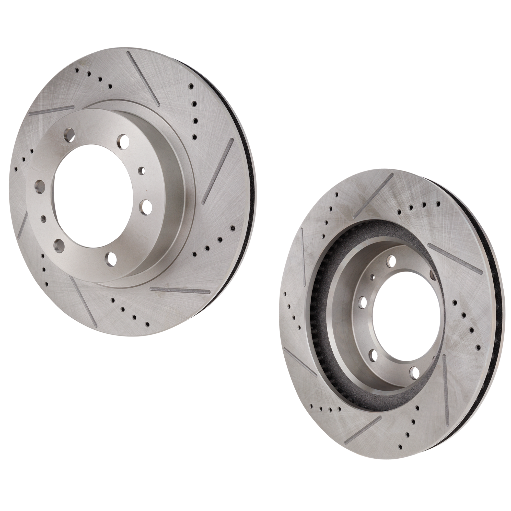 AM 4RUNNER 03-09 FJ CRUISER 07-14 FRONT BRAKE DISC RH AND LH Drilled and Slotted SKU SET STPT27110003DRS2 OEM 31327-31520-44623-145458-08329