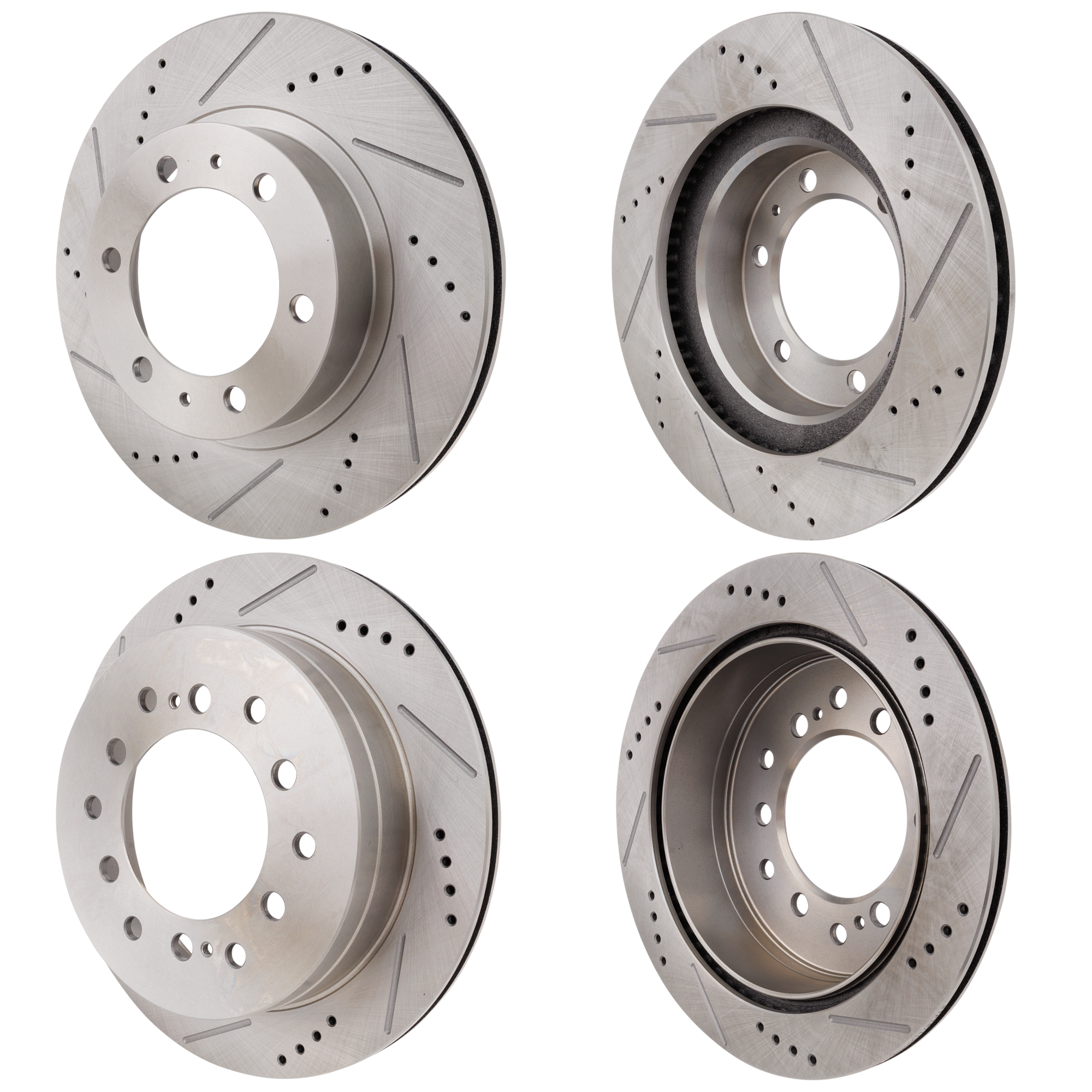 AM 4RUNNER 03-09 FJ CRUISER 07-09 FRONT AND REAR BRAKE DISC 4 Wheel Set Cross drilled and Slotted SKU SET STPT27110003DRS4 OEM 31294-145330-479325-0832919-10