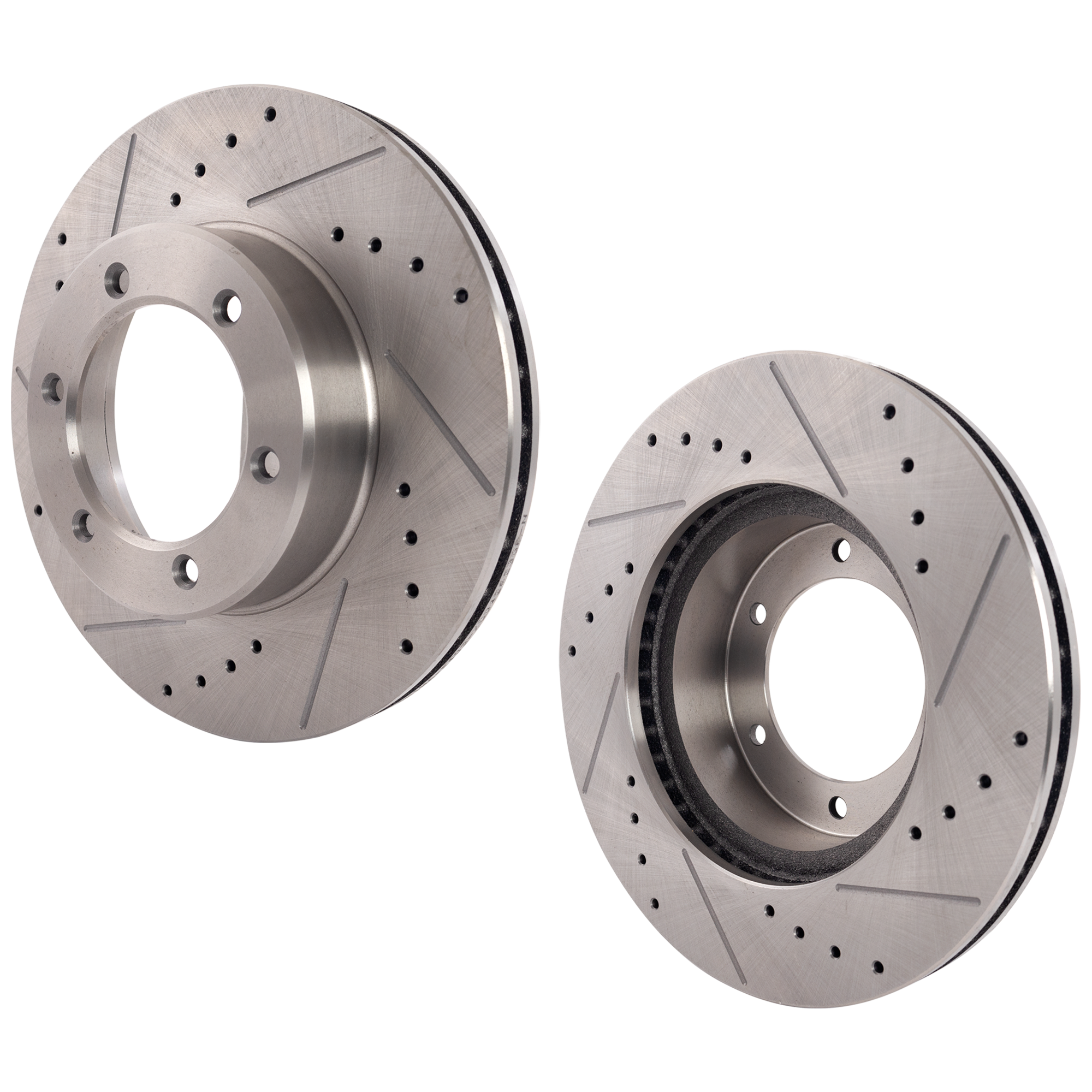 AM 4RUNNER 91-96 T100-93-98 FRONT BRAKE DISC RH AND LH 2 Wheel Set Drilled and Slotted SKU SET STPT27110004DRS2 OEM 1097-25389-31055-63550-86343-9