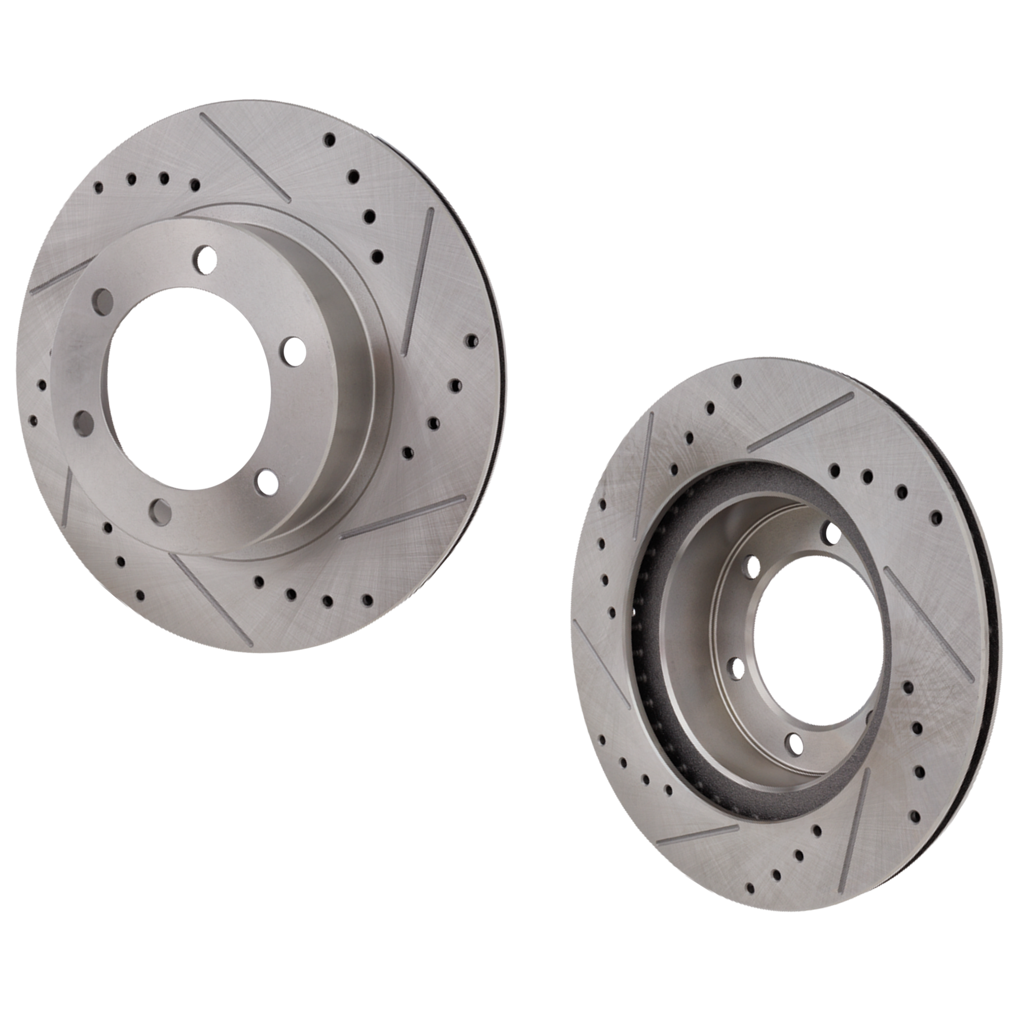 AM 4RUNNER 95-02 TACOMA 04-04 FRONT BRAKE DISC RH AND LH 2 Wheel Set Drilled and Slotted SKU SET STPT27110005DRS2 OEM 19866-25488-31204-63635-86632