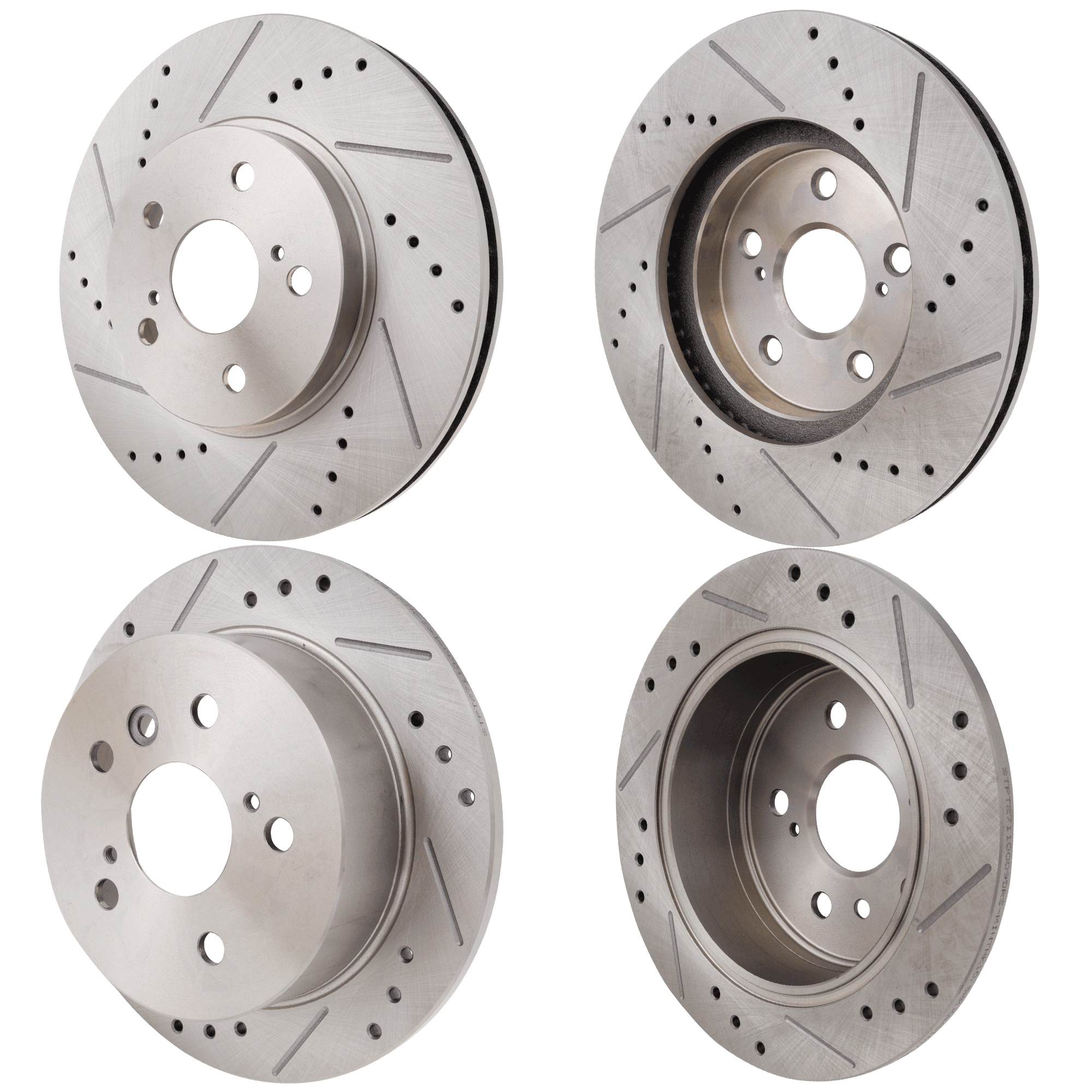 AM AVALON 05-07 CAMRY 02-06 FRONT AND REAR BRAKE DISC RH AND LH 4 Wheel Set Cross drilled and Slotted SKU SET STPT27110008DRS4 OEM 19380-31314-31451-44627-145471