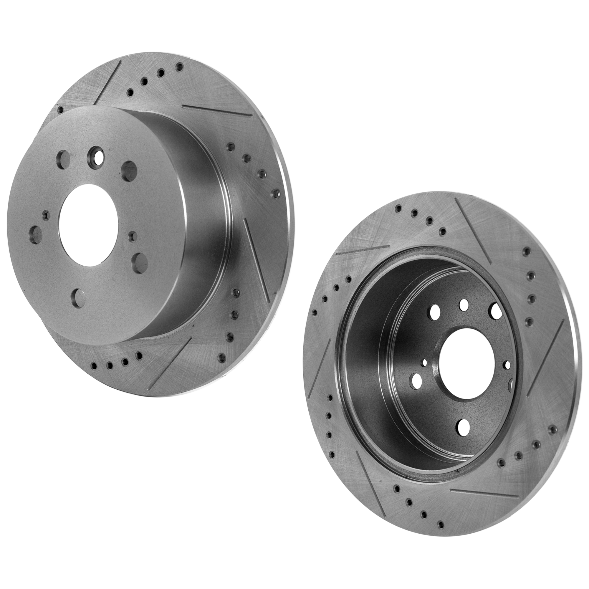 AM CAMRY 12-17 AVALON 13-18 REAR BRAKE DISC RH AND LH Cross drilled and Slotted SKU SET STPT27110010DRS2