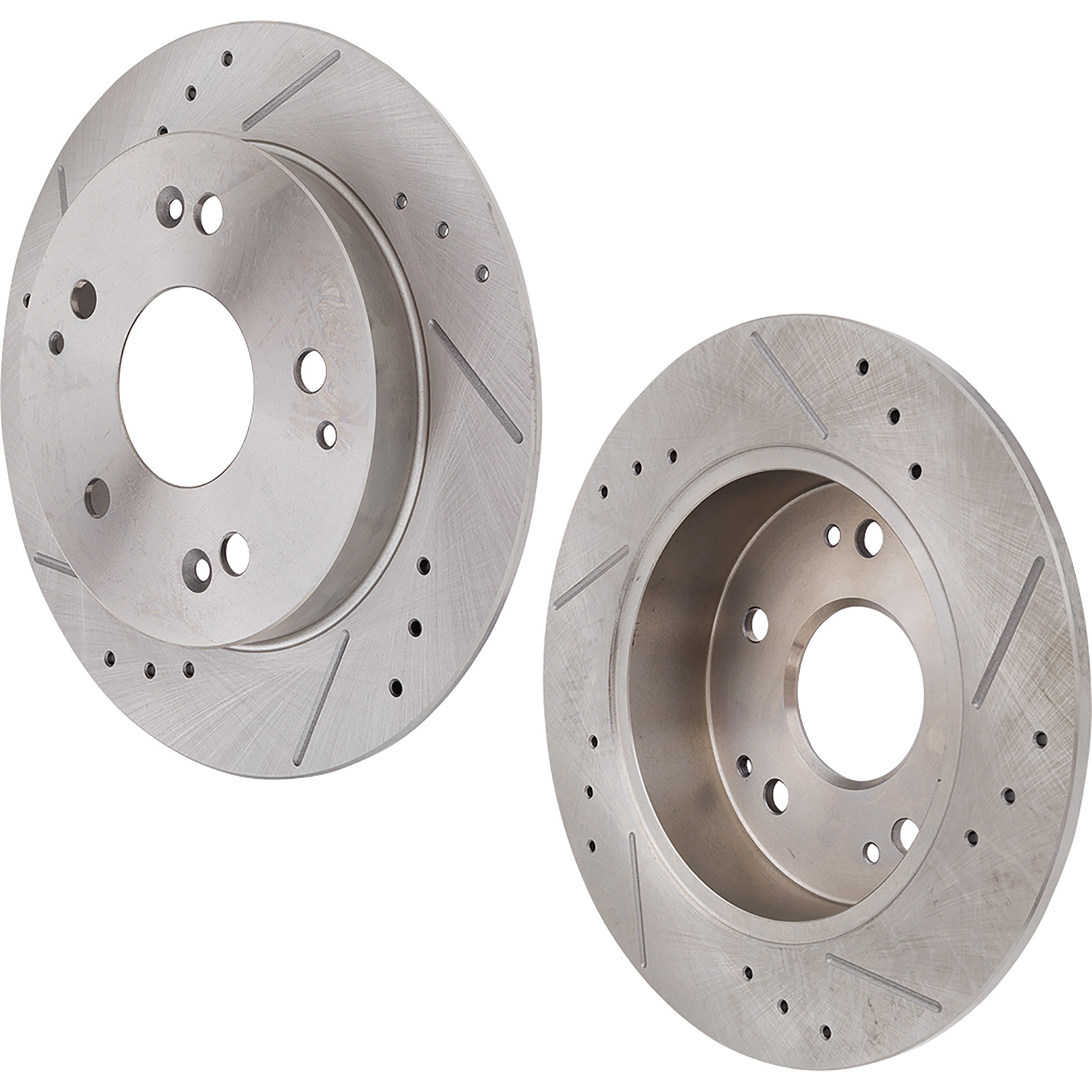 AM COROLLA 09-22 PRIUS 10-22 REAR BRAKE DISC RH AND LH Drilled and Slotted SKU SET STPT27110019DRS2 OEM 44633-55159-0833354-850096-900