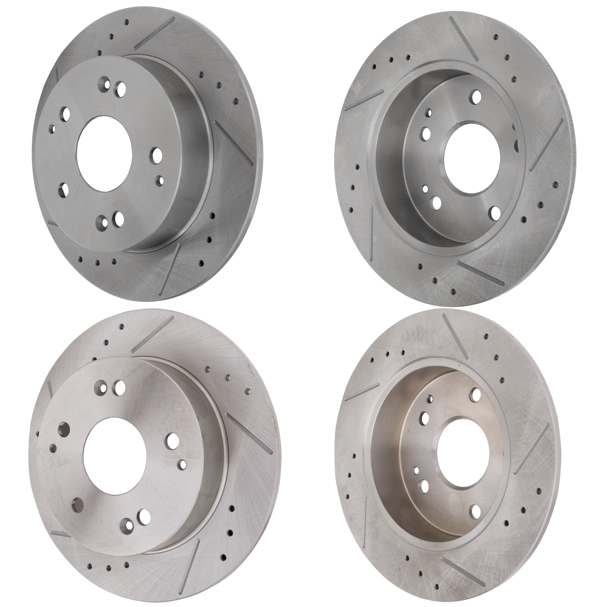 AM CT200H 11-16 PRIUS 10-15 FRONT AND REAR BRAKE DISC 4 Wheel Set Cross drilled and Slotted SKU SET STPT27110041DRS4 OEM 31541-44662-0833436-850165-600