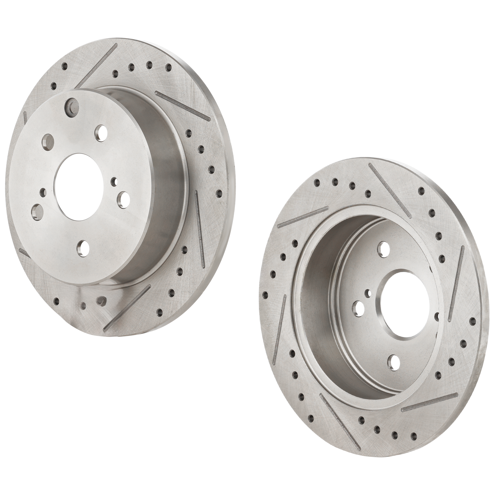AM RAV4-06-18 HS250H 10-12 REAR BRAKE DISC RH AND LH Cross drilled and Slotted SKU SET STPT27110046DRS2 OEM 31443-44657-60407-0833294-9003