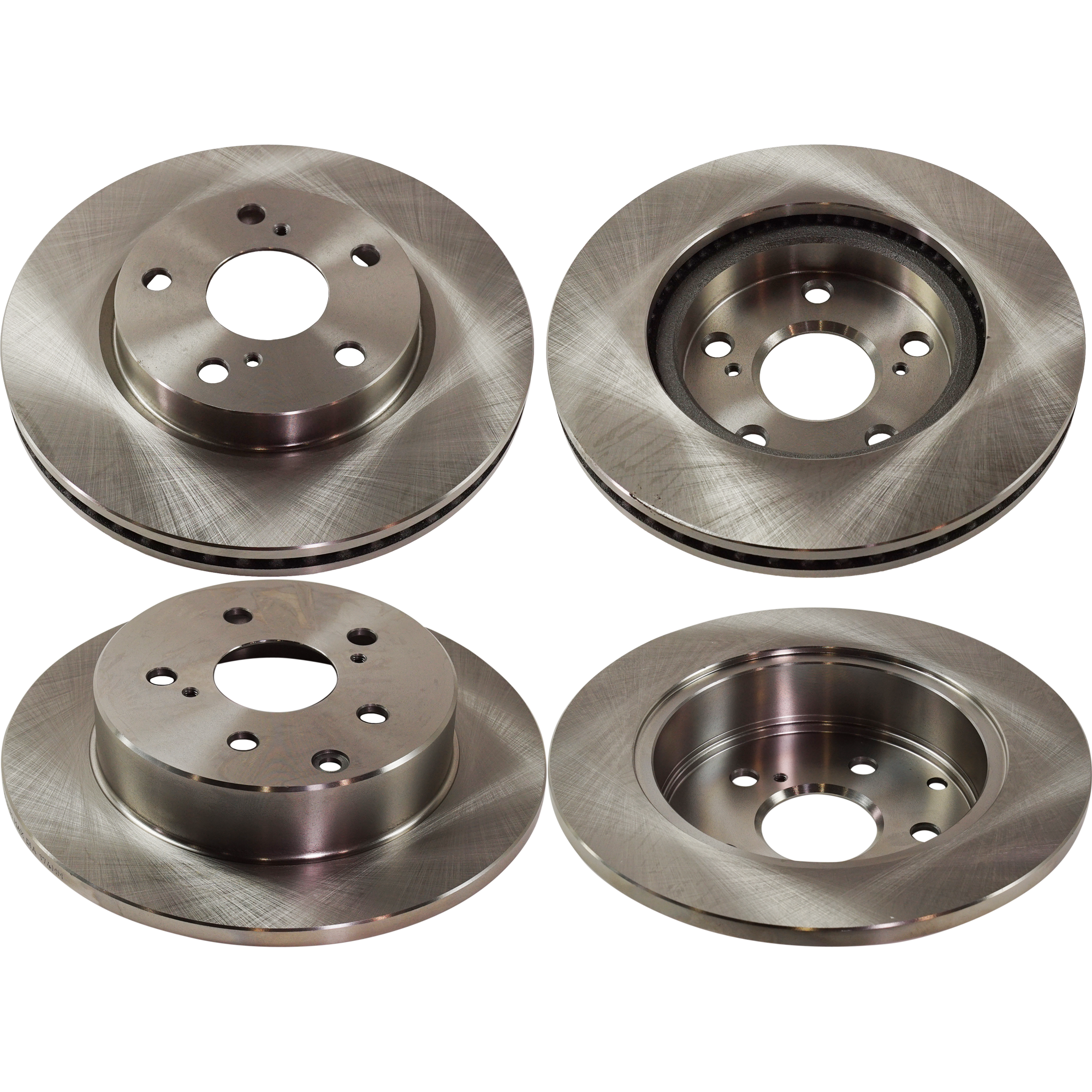 AM HS250H 10-12 RAV4-06-18 FRONT AND REAR BRAKE DISC Plain Surface Vented Front Solid Rear 5 Lugs 4 Wheel Set SKU SET STPT27110047-4 C OEM 4351230320-4351242040 CH37A036