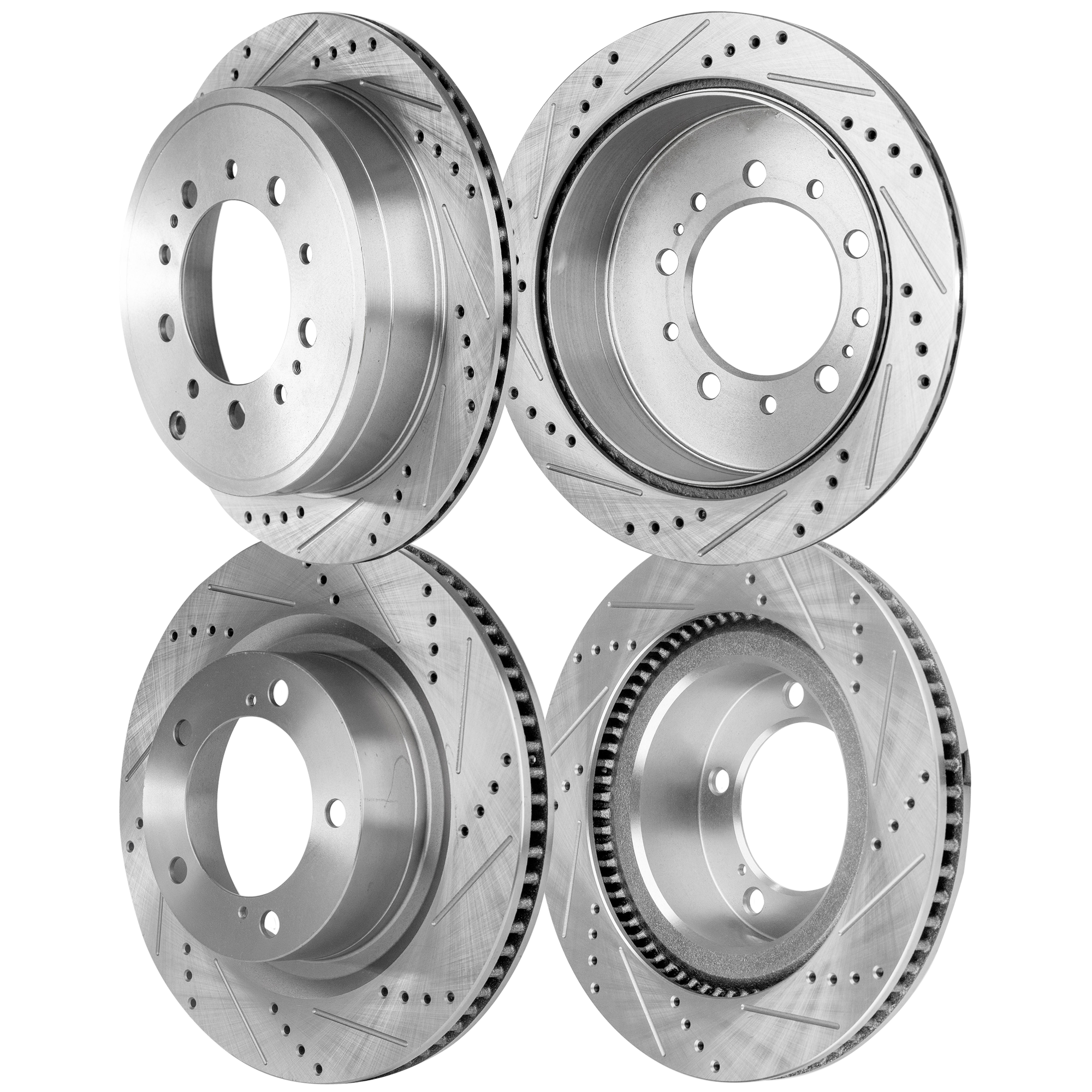 AM TUNDRA 07-21 SEQUOIA 08-22 FRONT AND REAR BRAKE DISC RH AND LH 4 Wheel Set Cross drilled and Slotted SKU SET STPT27110066DRS4 OEM 90076136-980583FZN HC31482X 90