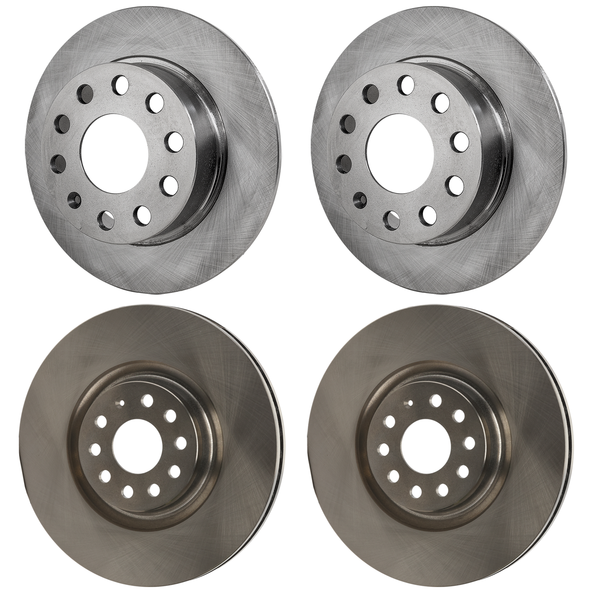 AM GOLF 16-16 FRONT AND REAR BRAKE DISC RH AND LH 4 Wheel Set Plain Surface SKU SET STPV27110005-4 A OEM 1K0615301AD 1K0615601K