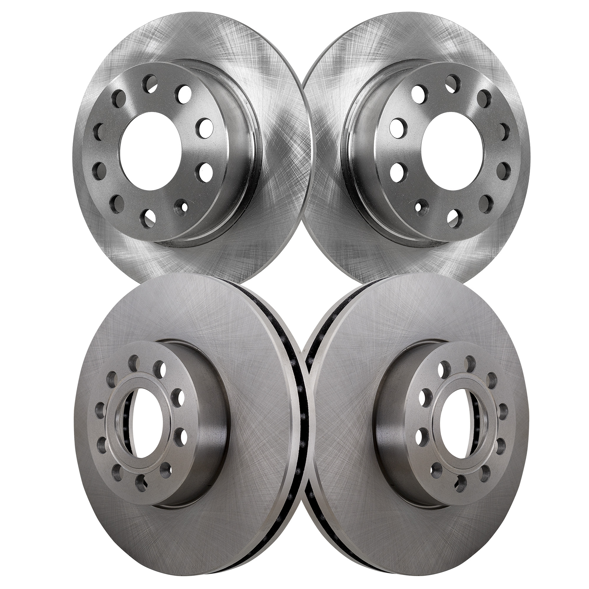 AM A3-10-12 BEETLE 13-19 FRONT AND REAR BRAKE DISC RH AND LH Plain Surface Vented Front Solid Rear 5 Lugs 4 Wheel Set SKU SET STPV27110015-4 A OEM 1K0615601K 1K0615301T 5C061530