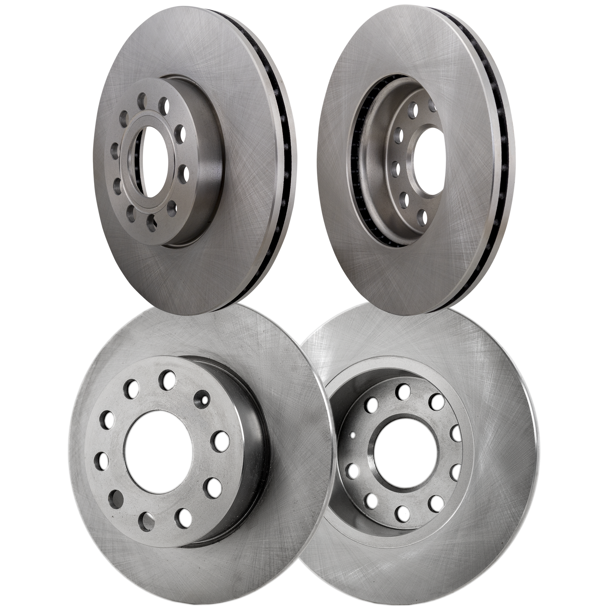 AM GOLF 10-13 JETTA 05-10 FRONT AND REAR BRAKE DISC RH AND LH Plain Surface Vented Front Solid Rear 5 Lugs 4 Wheel Set SKU SET STPV27110015-4 B OEM 1K0615601L 1K0615301T 5C061530