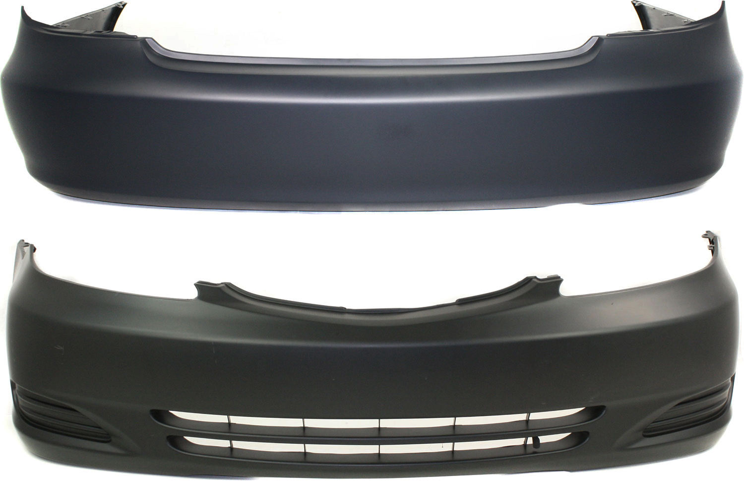 AM CAMRY 02-04 FRONT AND REAR BUMPER COVER Primed LE XLE Models USA Built Vehicle CAPA SKU SET T010310PQ 2 Partslink TO1000230C TO1100203C OEM 52119AA904-52159AA903